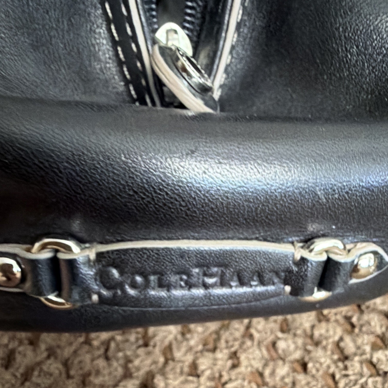 Cole Haan Black Medium Shoulder Bag Zip, Wristlet, Buckle Accent Silver Hardware
