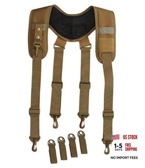 Tactical Suspenders for Duty Belt Harness,Police Suspenders Coyote Brown Large