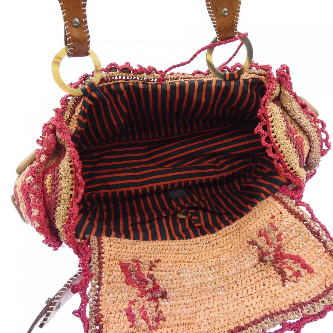 Jamin Puech Shoulder Bag Beige Pink Red Brown W40cm H19cm D22cm Women