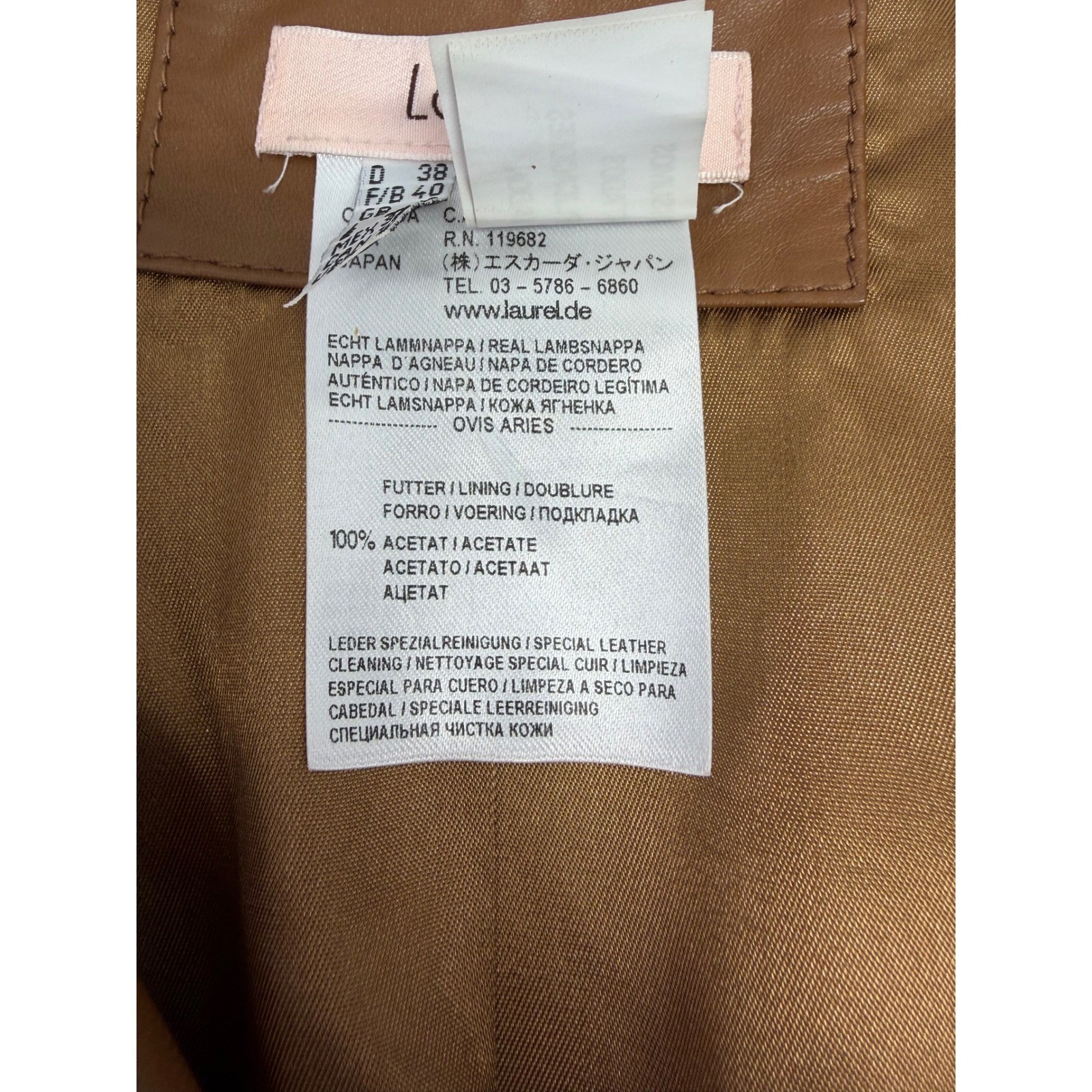 Lambskin Nappa Leather Moto Jacket Womens 8 Cognac Brown Biker Chic Designer