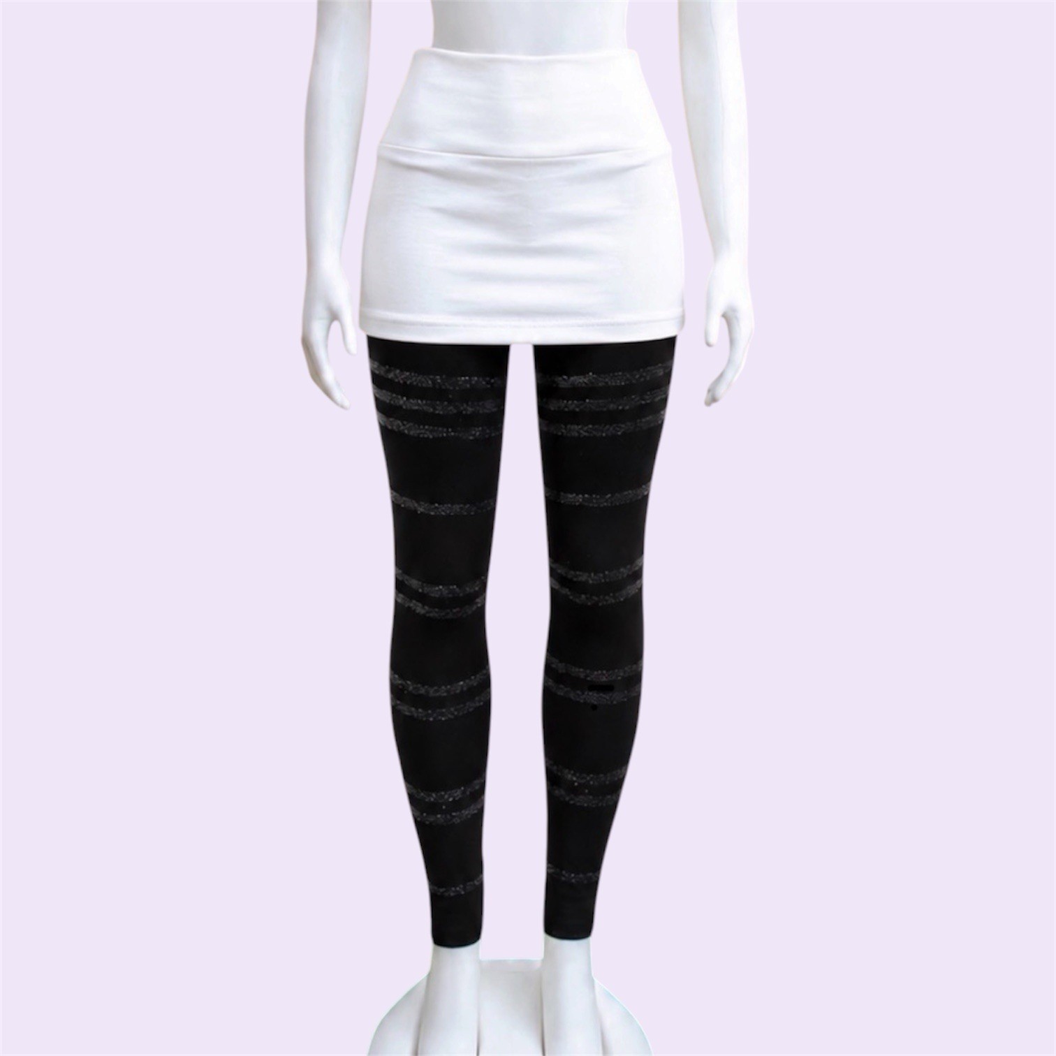 H&M Athleisure Black Striped glittery footless tights size XS