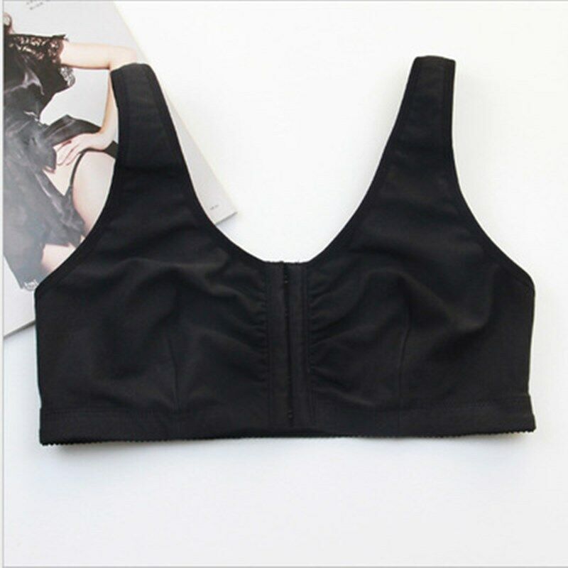 Post Surgery Pocket Bra Wireless Mastectomy Bra Front Closure Breathable Cotton
