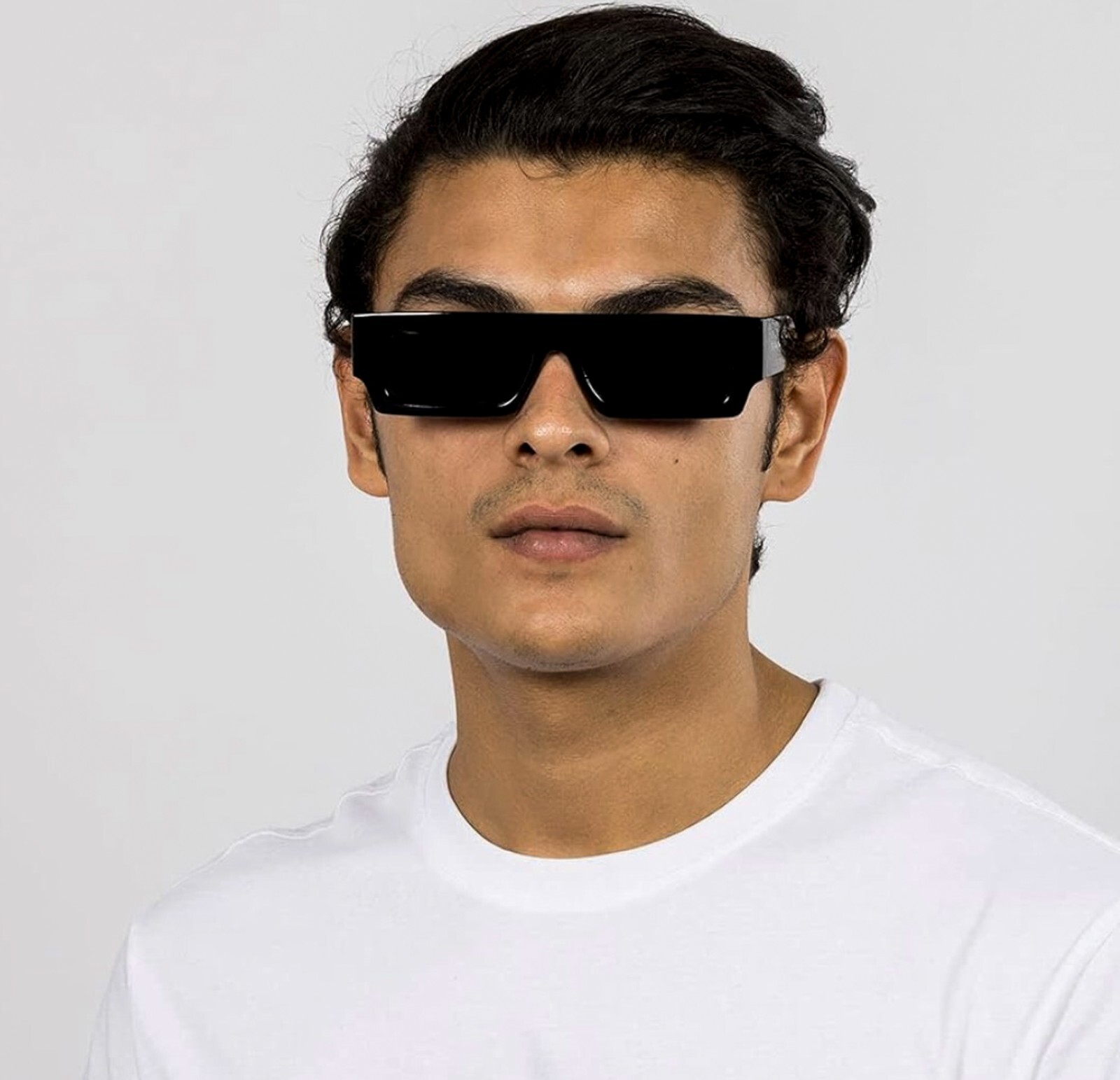 Original OG Rectangular Narrow Dark Black Frame Black Square Shades Sunglasses
