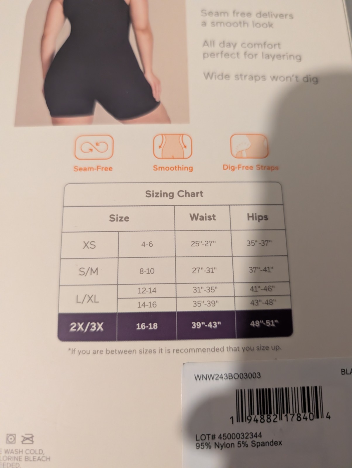 Warner’s Shapewear Bodysuit Tummy Control Seamless Smoothing Romper Black 2X/3X