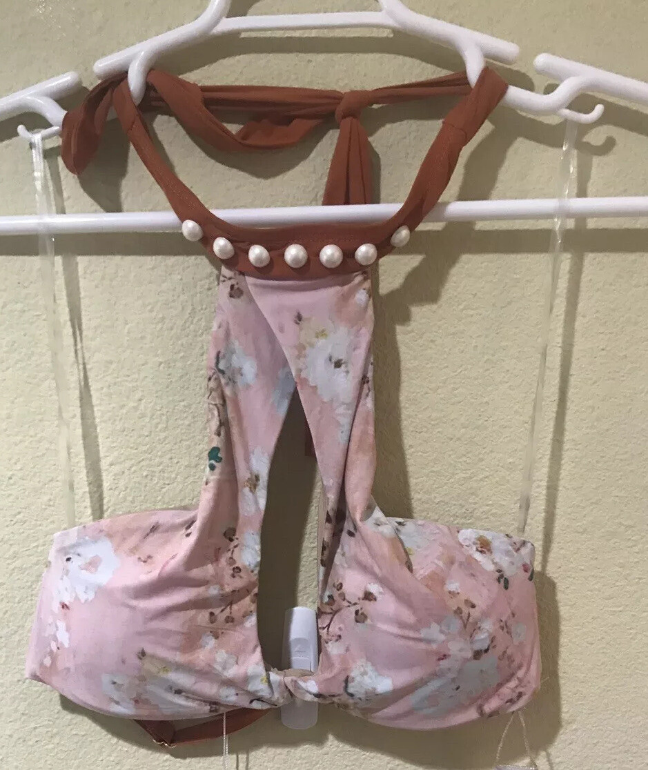 Sports Illustrated Multi Garden Party Halter High Neck Floral Sz 12 NWT V6