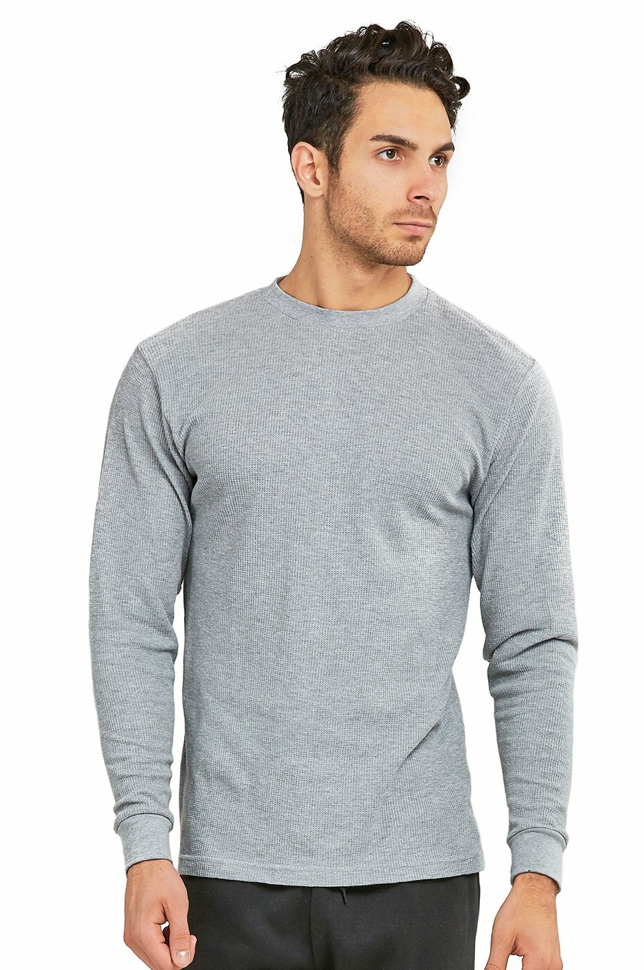 Thermal Shirt COTTON Warm Medium Weight Long Sleeve Crew Neck Waffle Men’s