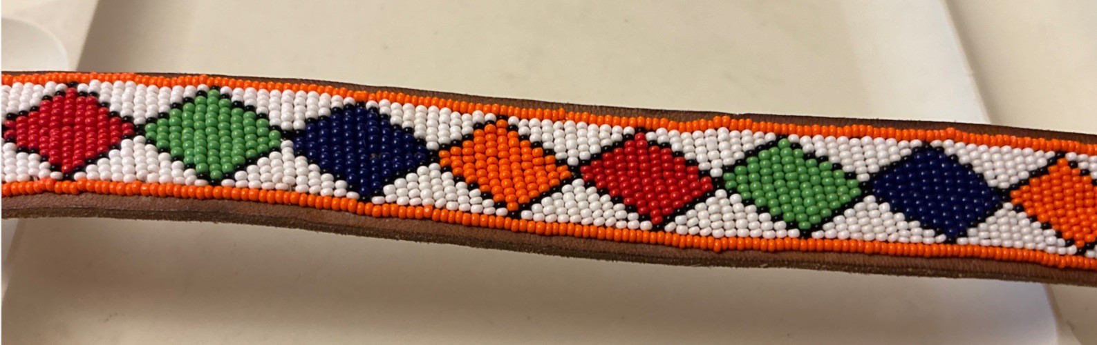 Leather Maasai Kenya Handmade Beaded Belt Unisex Multicolors Handmade 34-35″