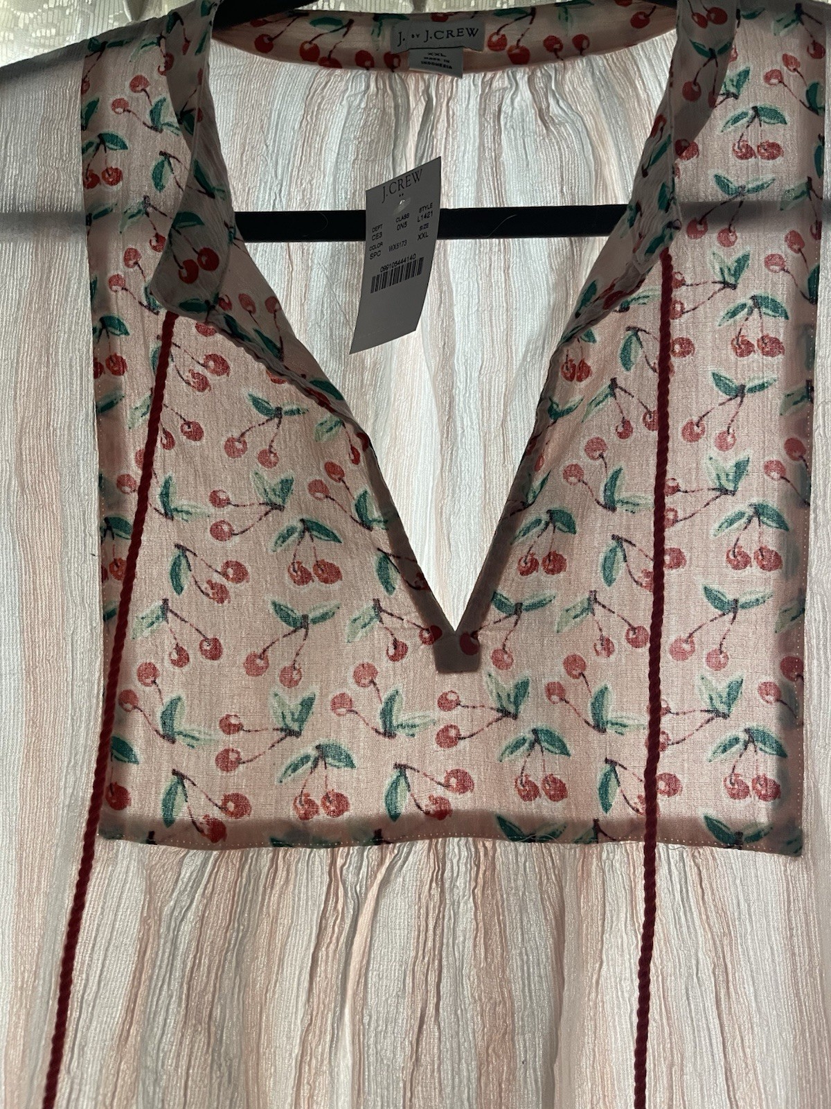 J.Crew Cherry Striped Mixed Print Gauzy Tunic Top – Coverup Size XXL. *NWT*