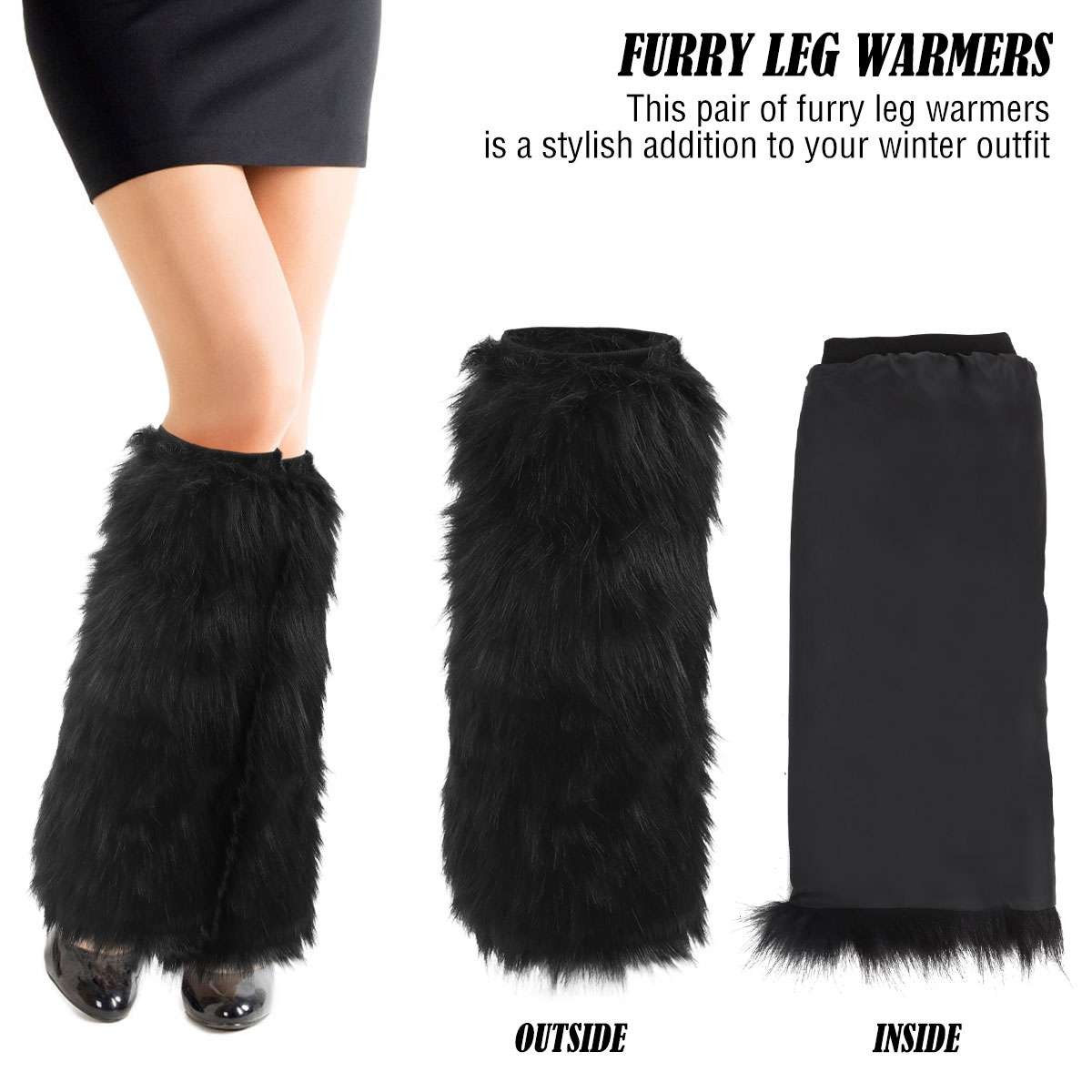 Leg Warmers Winter Womens Boot Covers Furry Solid Co Faux Fur Soft Foot Sleeve