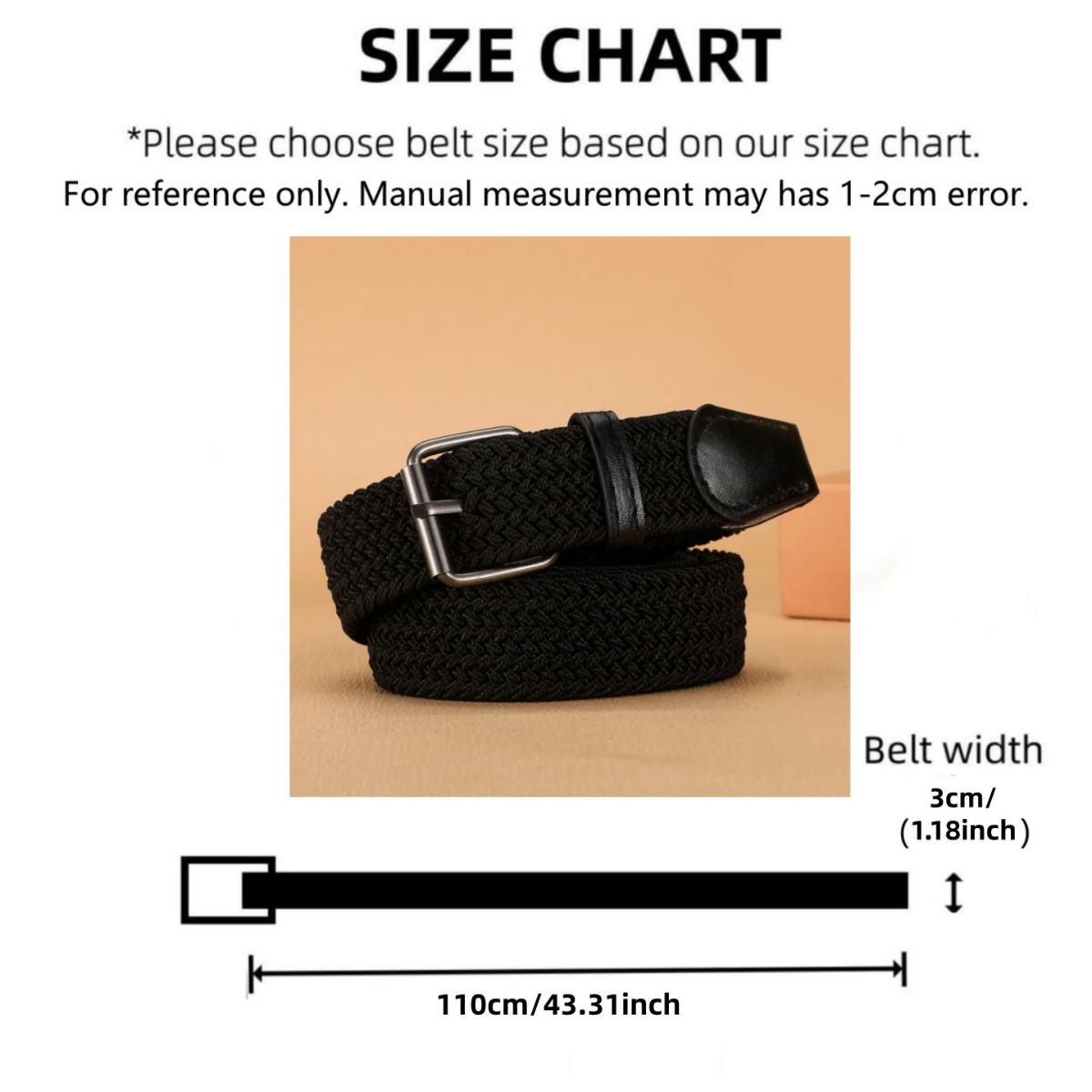 Marshal Wide Men’s Elastic Stretch Belt Gunmetal Buckle Belt Casual Golf