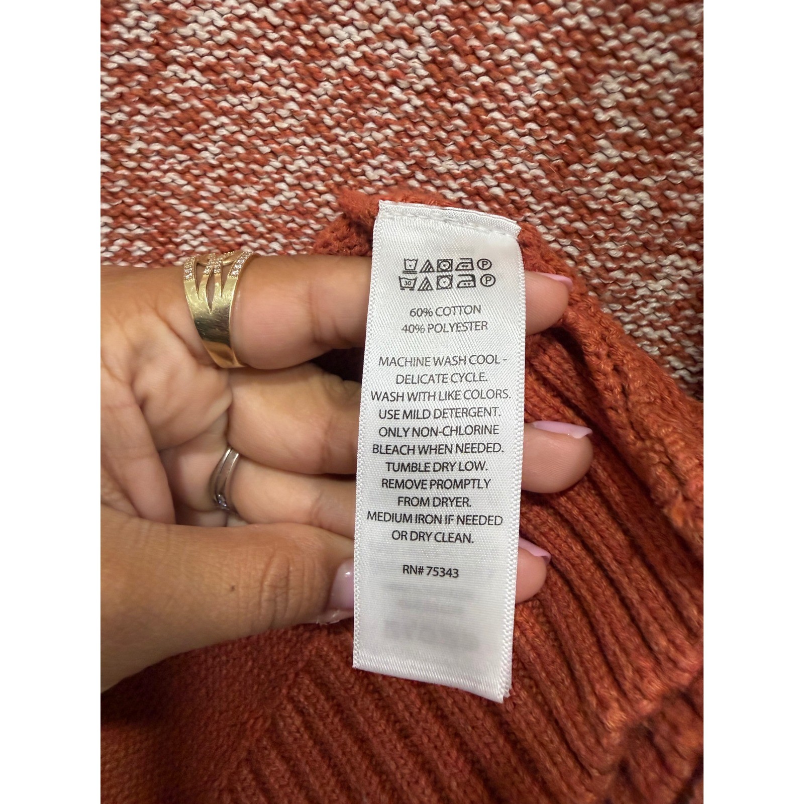 Tahari Womens Colorblock Hooded Cardigan Sweater Orange Rust Cream Medium