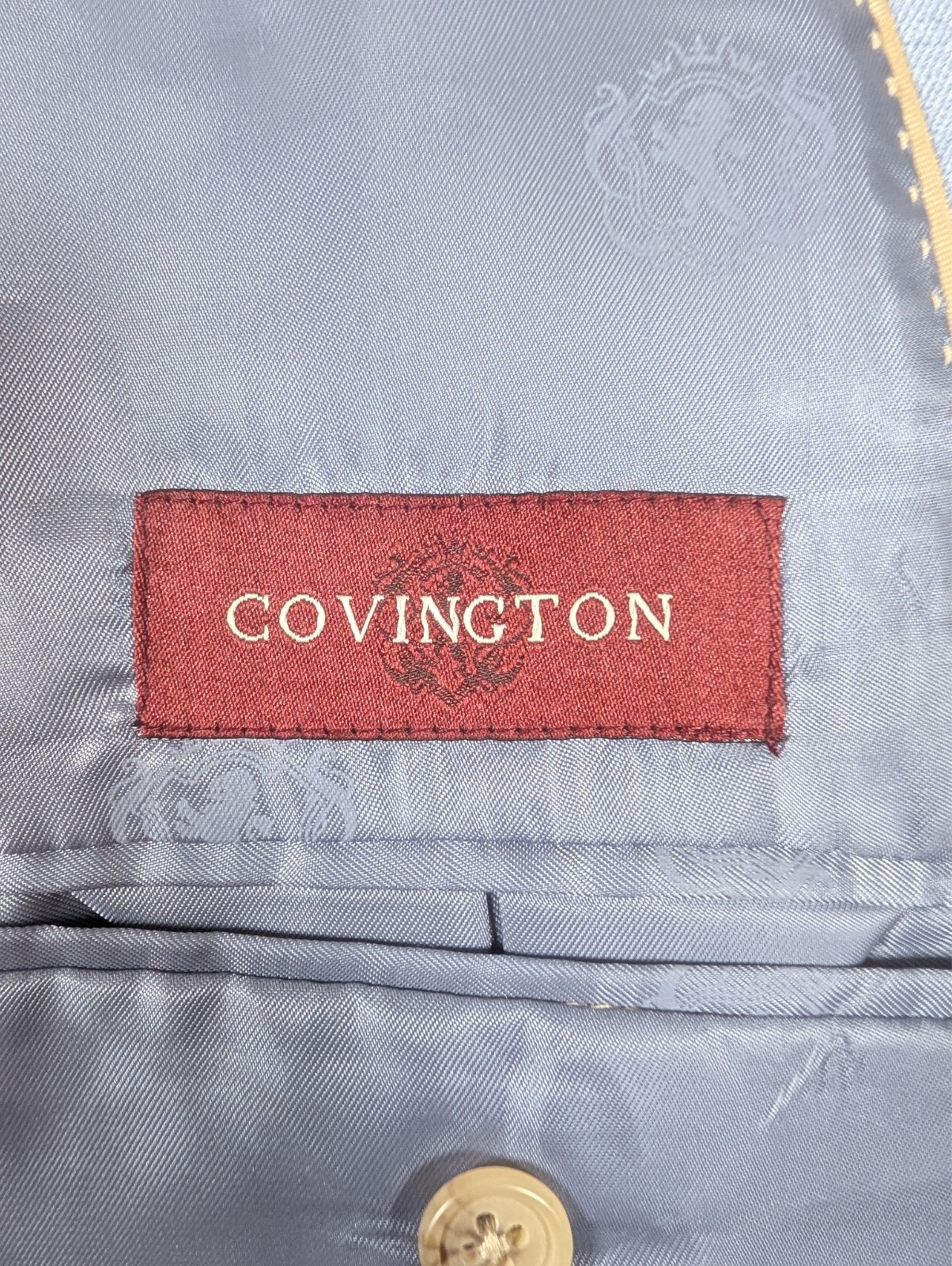 Covington Blazer Jacket Sport Coat Mens 42R Sky Blue Rayon 2 Button Front