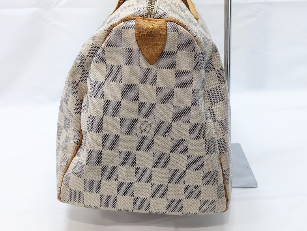 LOUIS VUITTON Damier Azur Speedy 30 White Hand Bag N41533 SP2048 Authentic LV