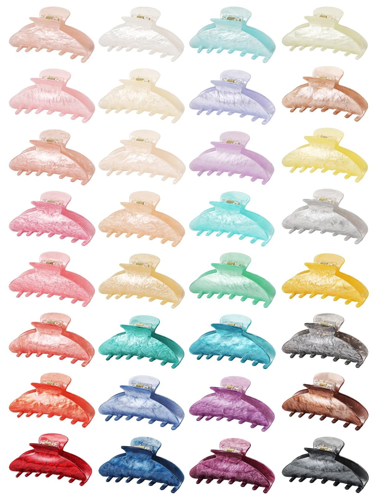 32 PCS Large Non-Slip Acrylic Hair Claw Clips – 4.3 Inch Strong Hold, Assorted C