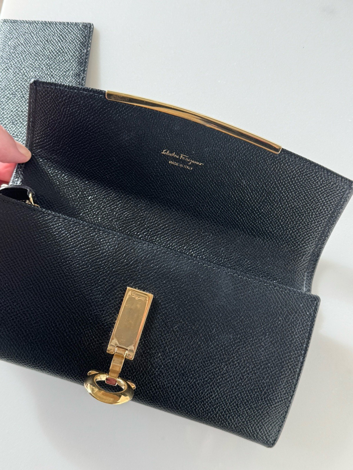 Salvatore Ferragamo Clip Continental Wallet Black with ID holder