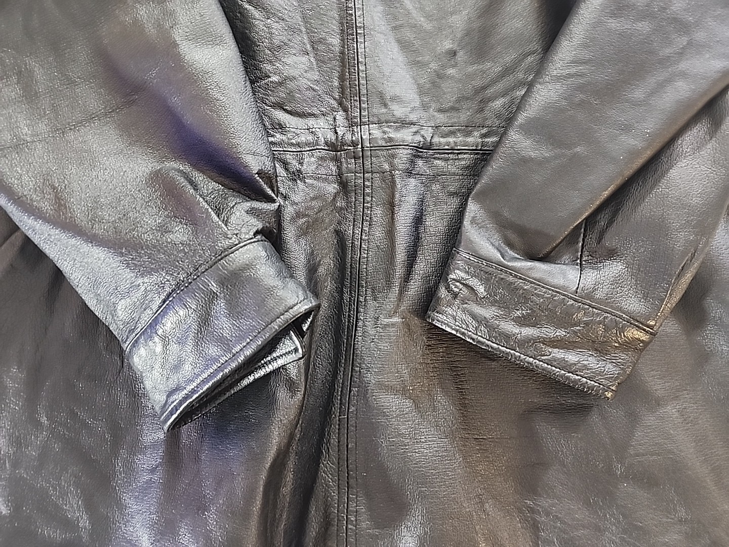 Men’s David Taylor Genuine Leather Jacket Size Large L Black Full Zip Coat