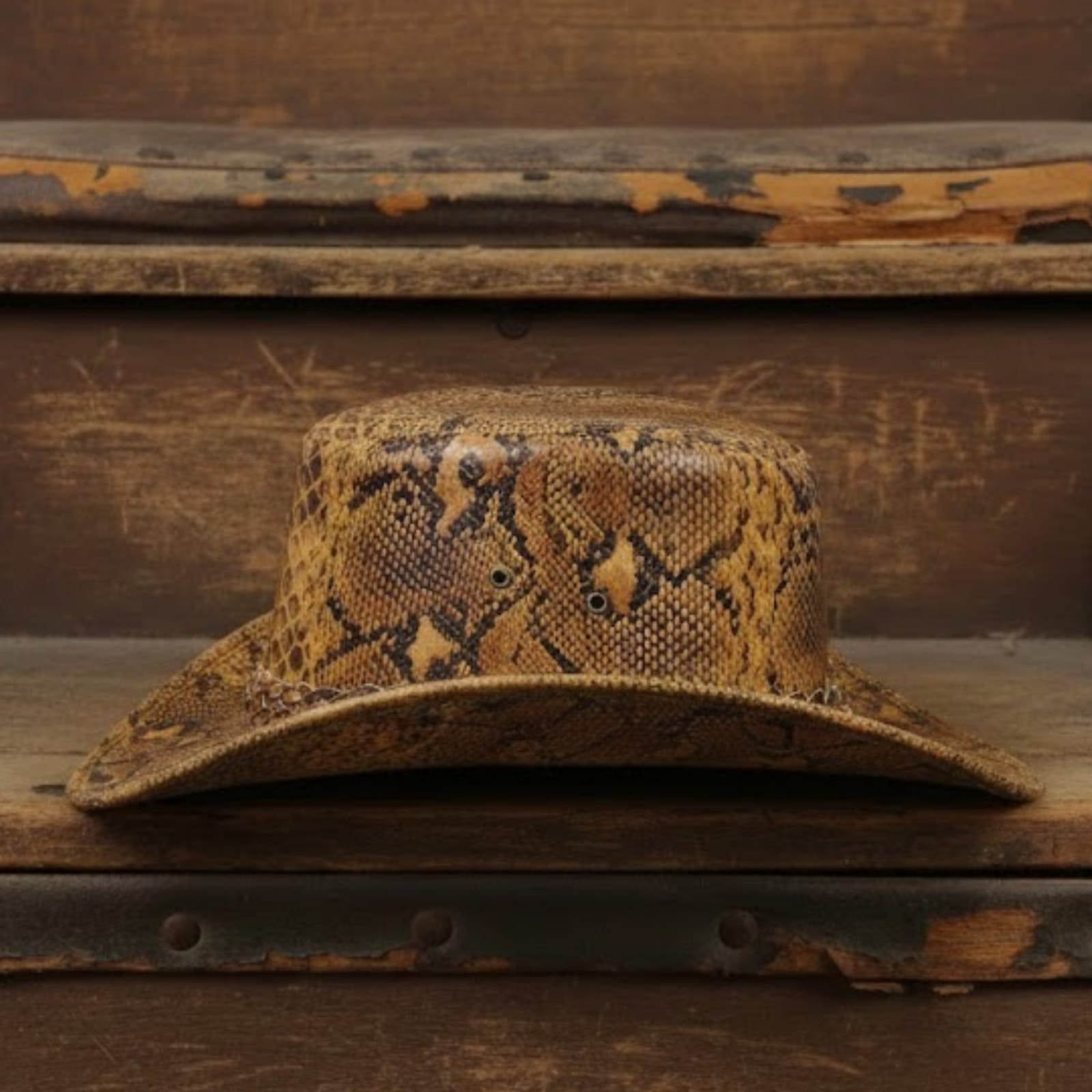 Genuine Leather Python Print Cowboy Hat Western Ranch Rodeo Outback Unisex