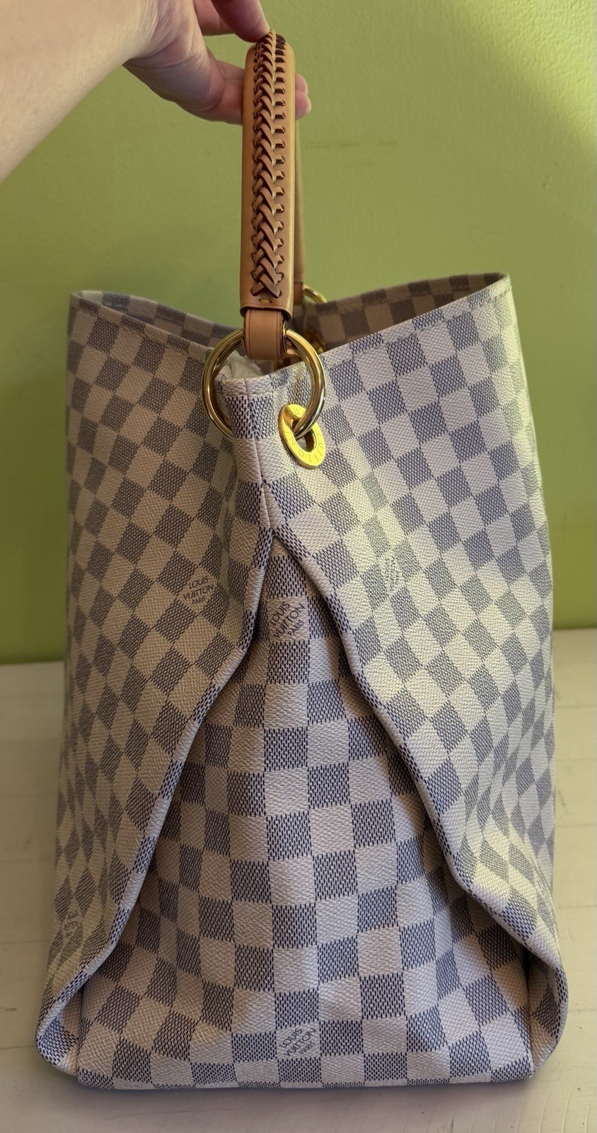 Louis Vuitton Artsy Braided MM Damier Azur Hobo Shoulder Handbag