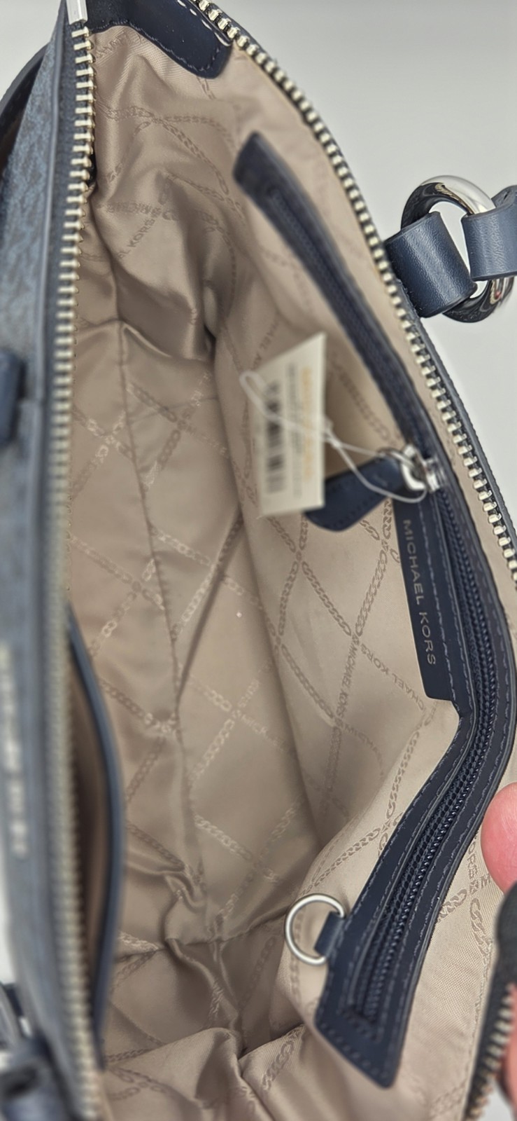 Michael Kors Blue Signature Coated Canvas and Leather Sullivan Satchel