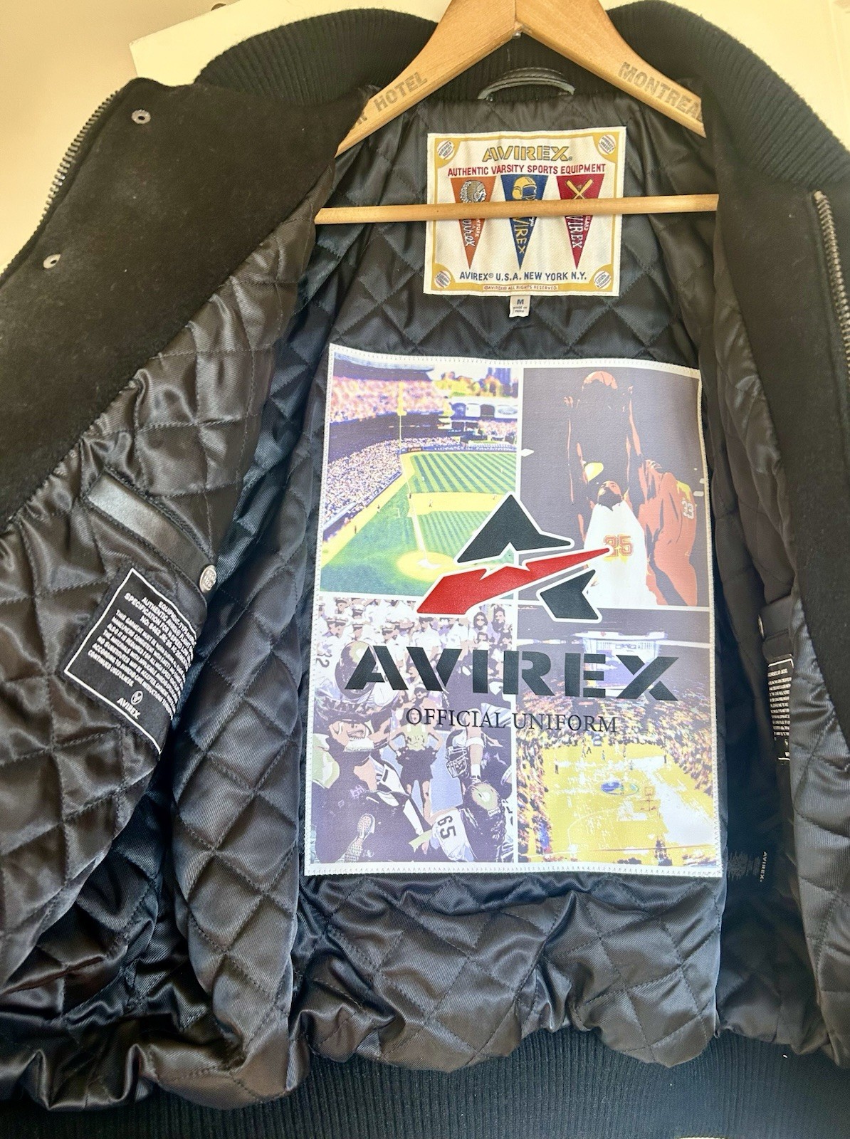 Avirex Varsity Jacket Medium Napa Leather + Wool Blend **Brand New, Never Worn!