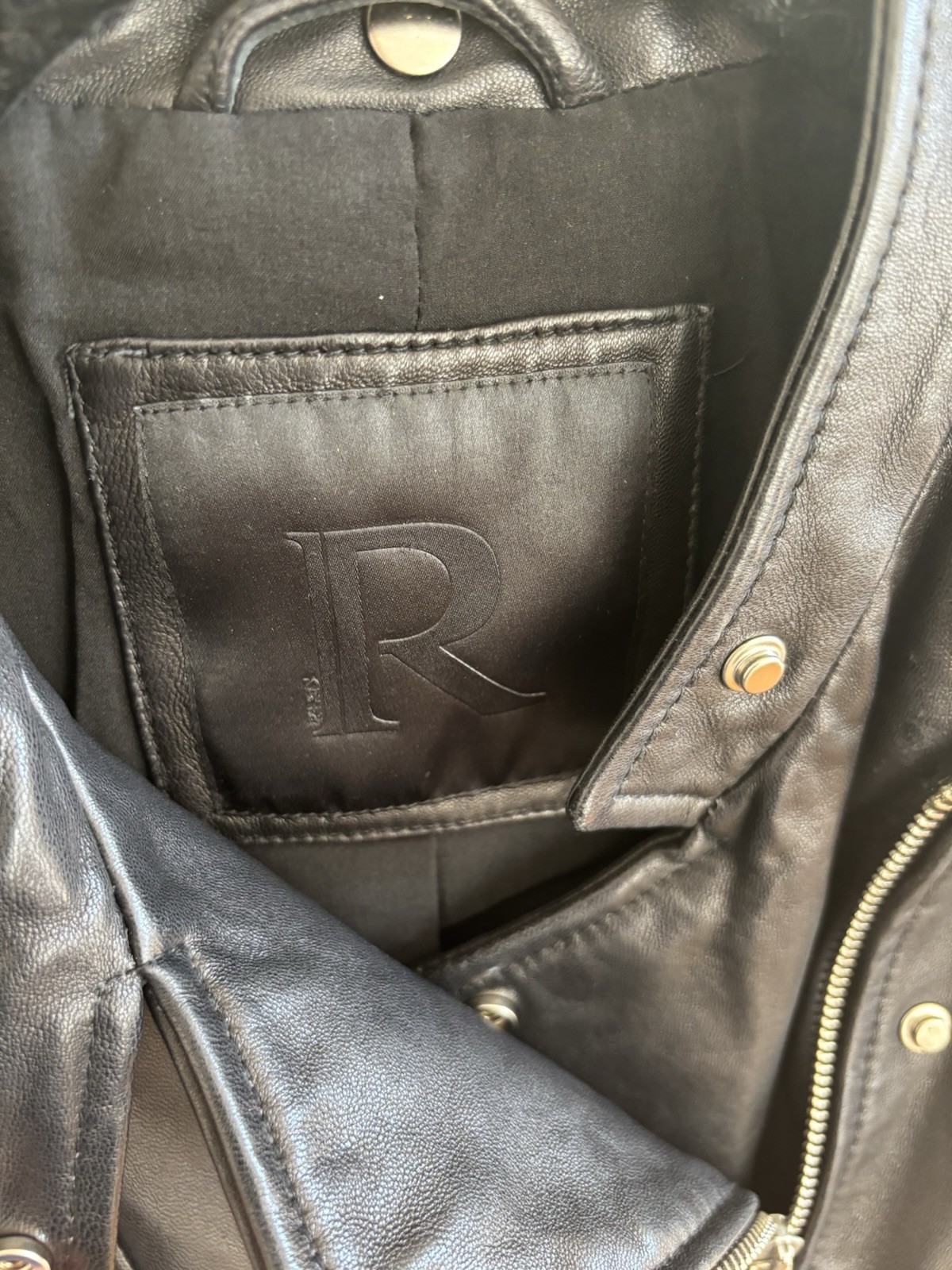 Intuition Paris Black Leather Moto Jacket 34/XS Zip Buckle Accent EUC
