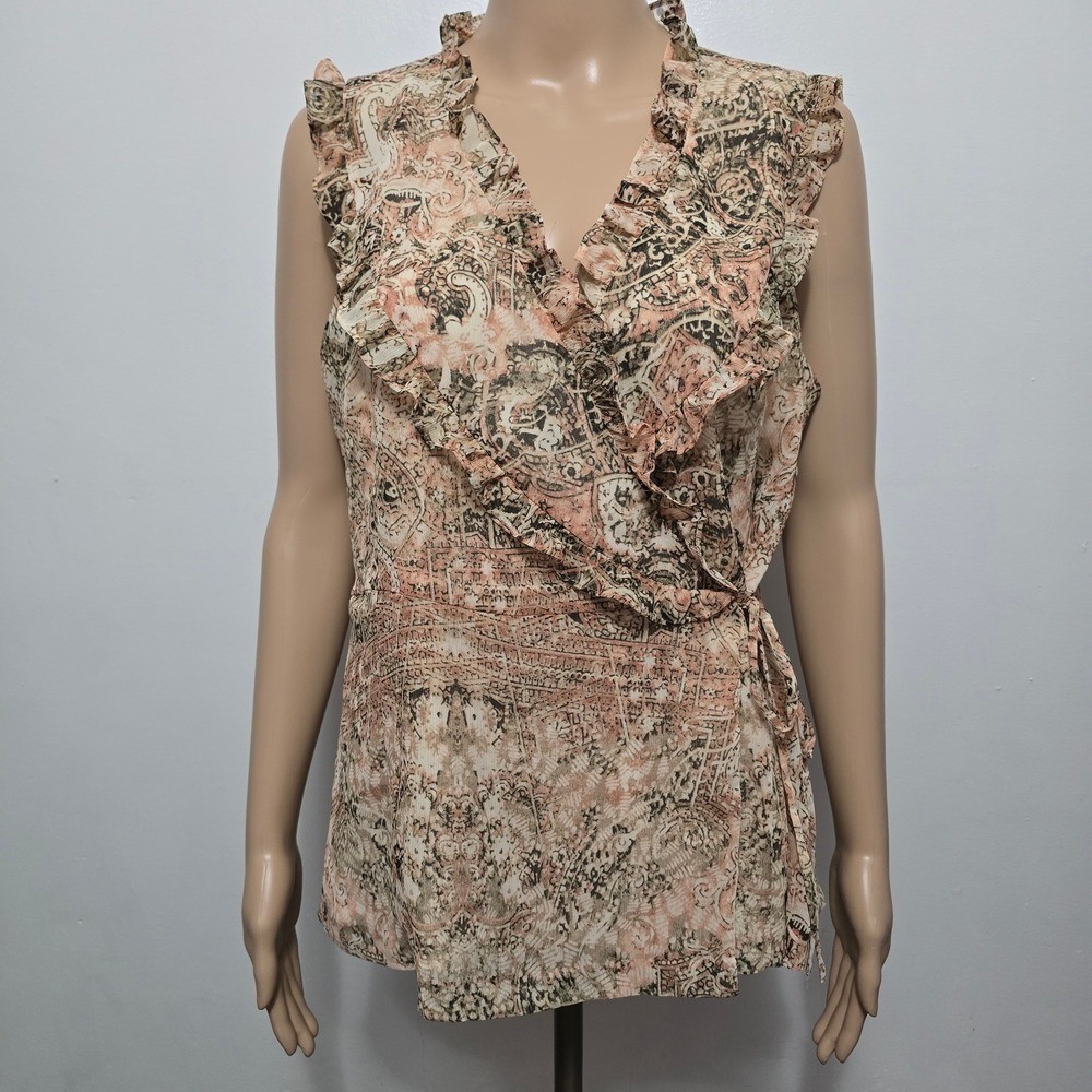 Axcess Y2K Sleeveless Paisley Wrap Blouse – Size Medium Boho Patchwork Print