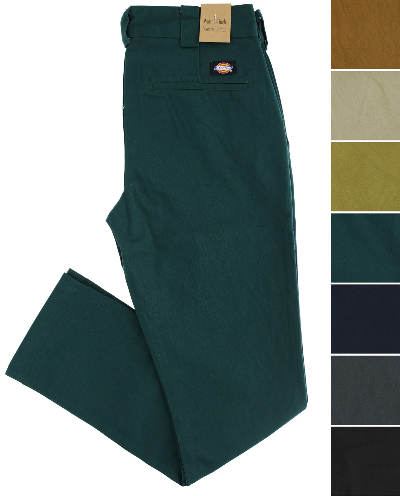 Dickies Men’s Casual Pants Slim Fit, Straight Leg, 4-Pocket, Cotton-Poly Blend