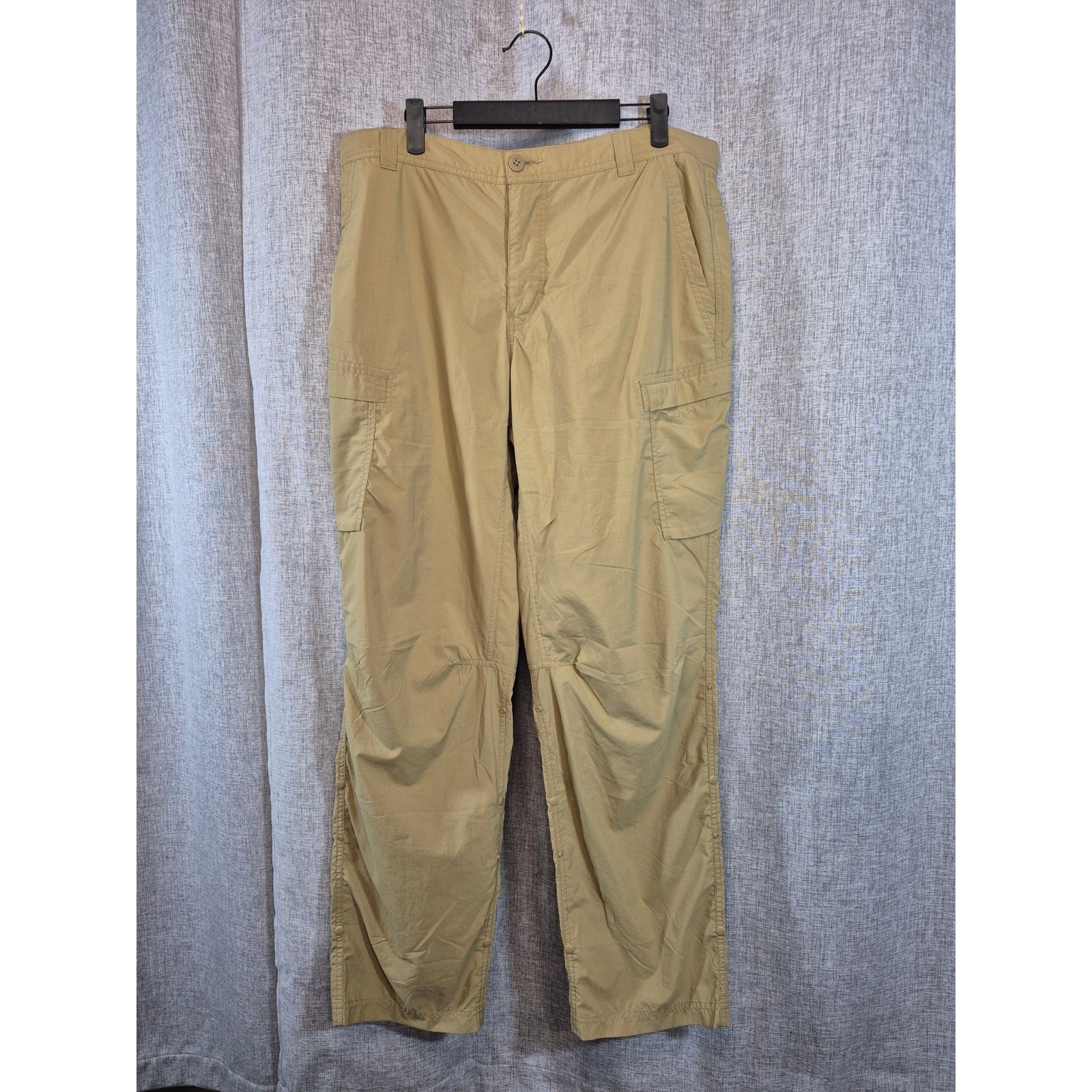 REI Co-op Men’s Lightweight Cargo Hiking Pants 38×32 Khaki Zip Pocket Outdoor