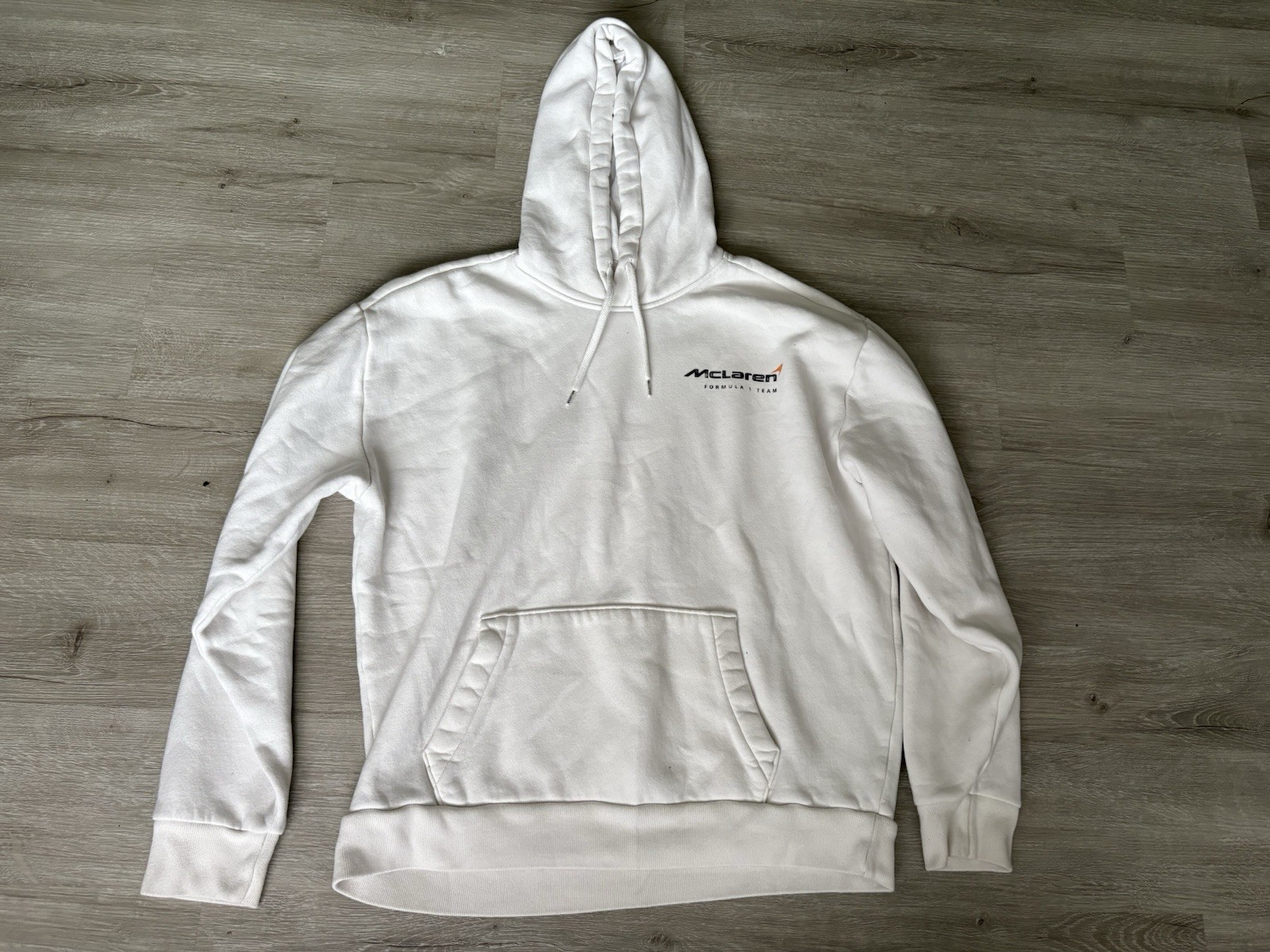 McLaren Graphic Sweatshirt Hoodie White F1 Racing 60 Years Formula 1 Mens Size L