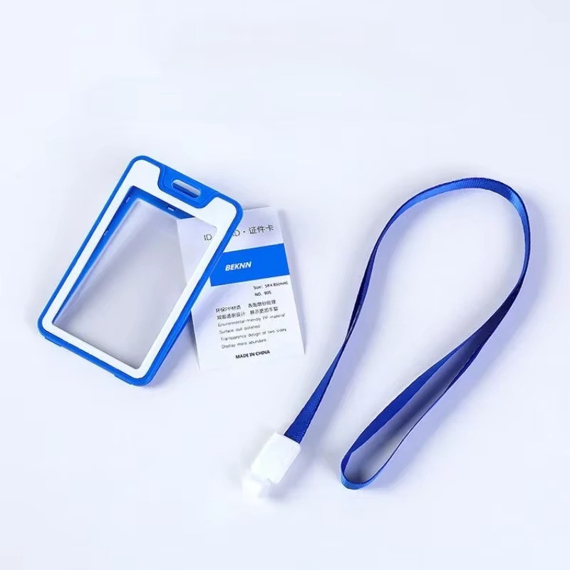 ID Badge Holder Double-Sided Windows Clear Vertical Card Holder with Lanyard