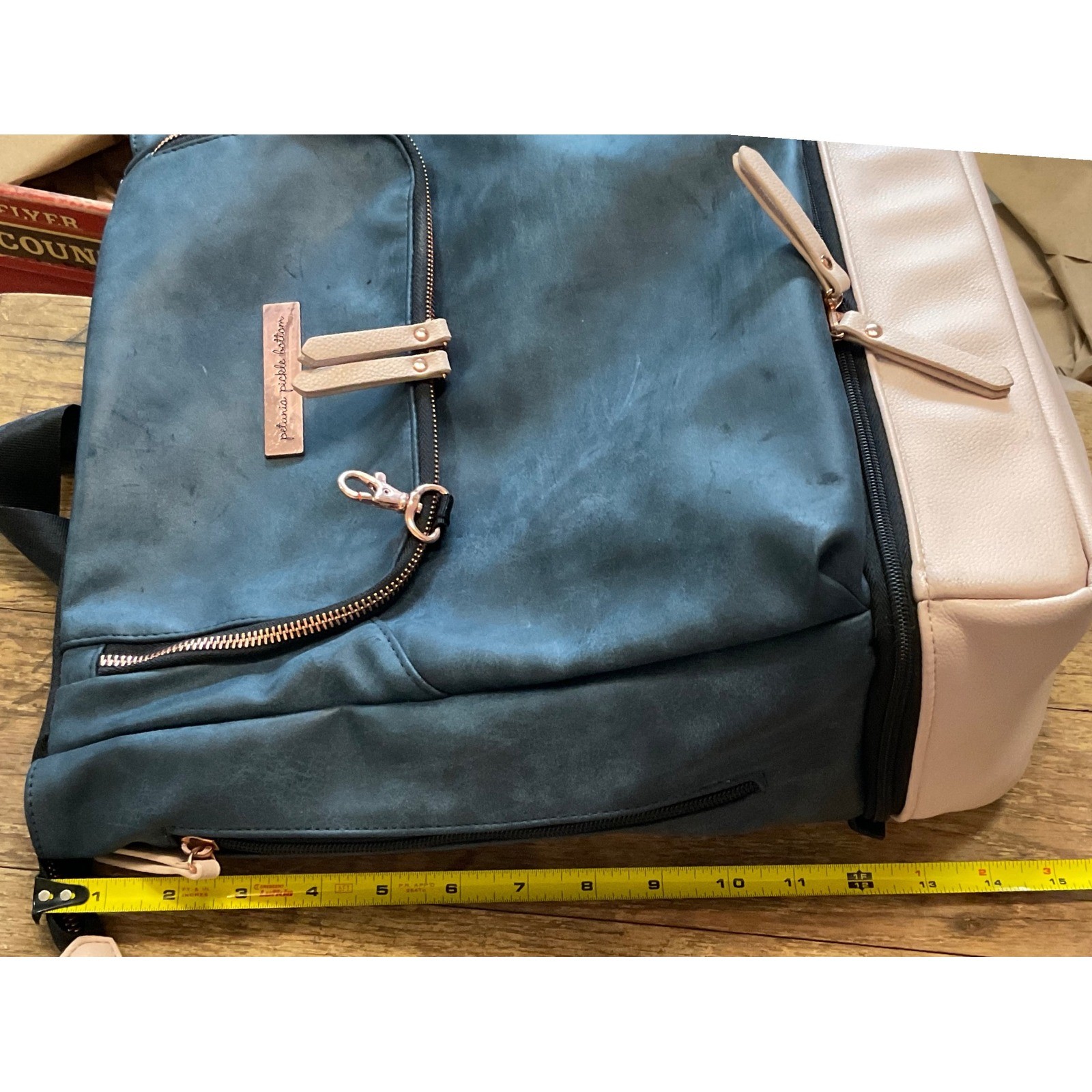 Petunia pickle bottom Pivot Pack indigo blush diaper bag backpack leather vegan