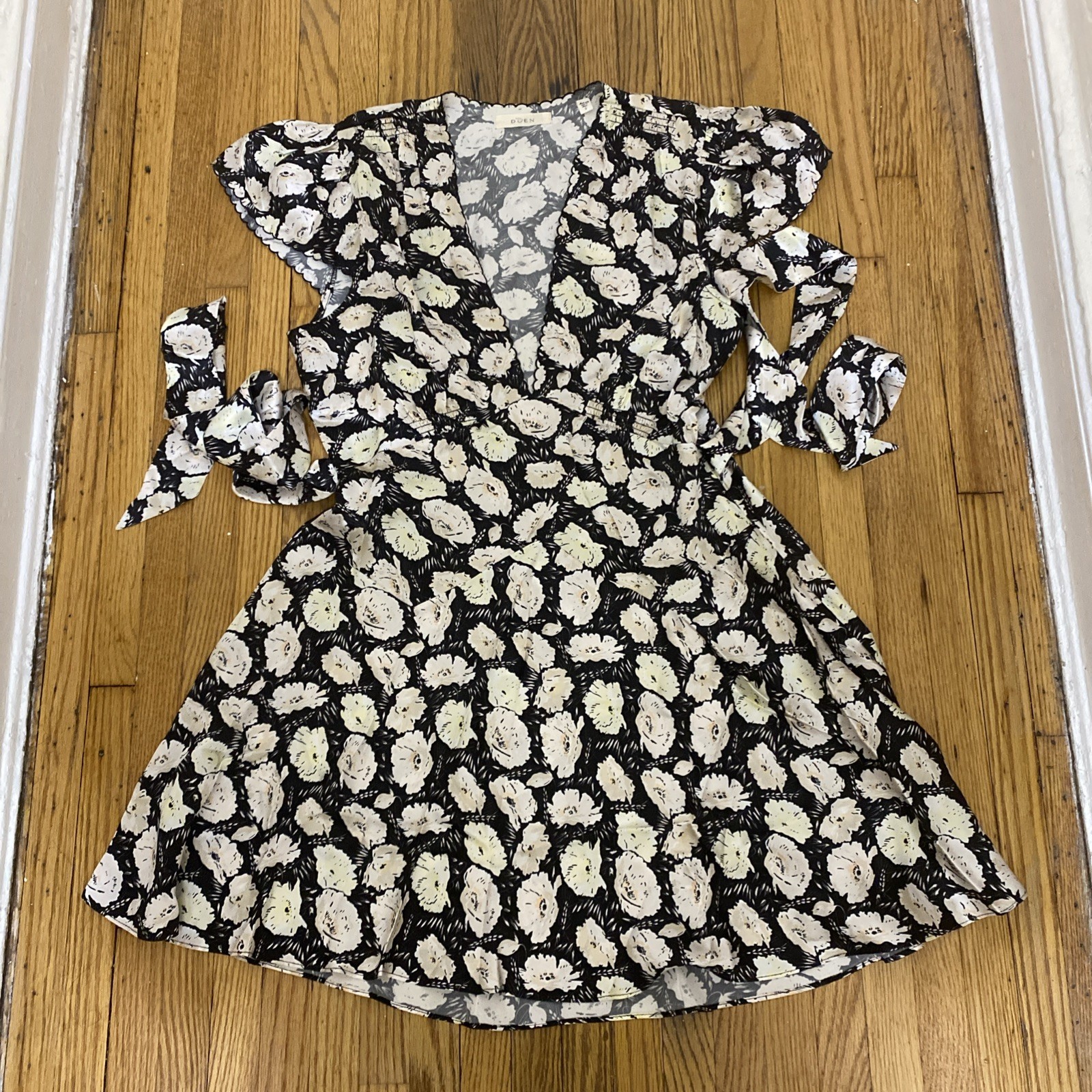DOEN Dianne Floral-print Silk-satin Mini Dress Sz M Orig $400 NEW