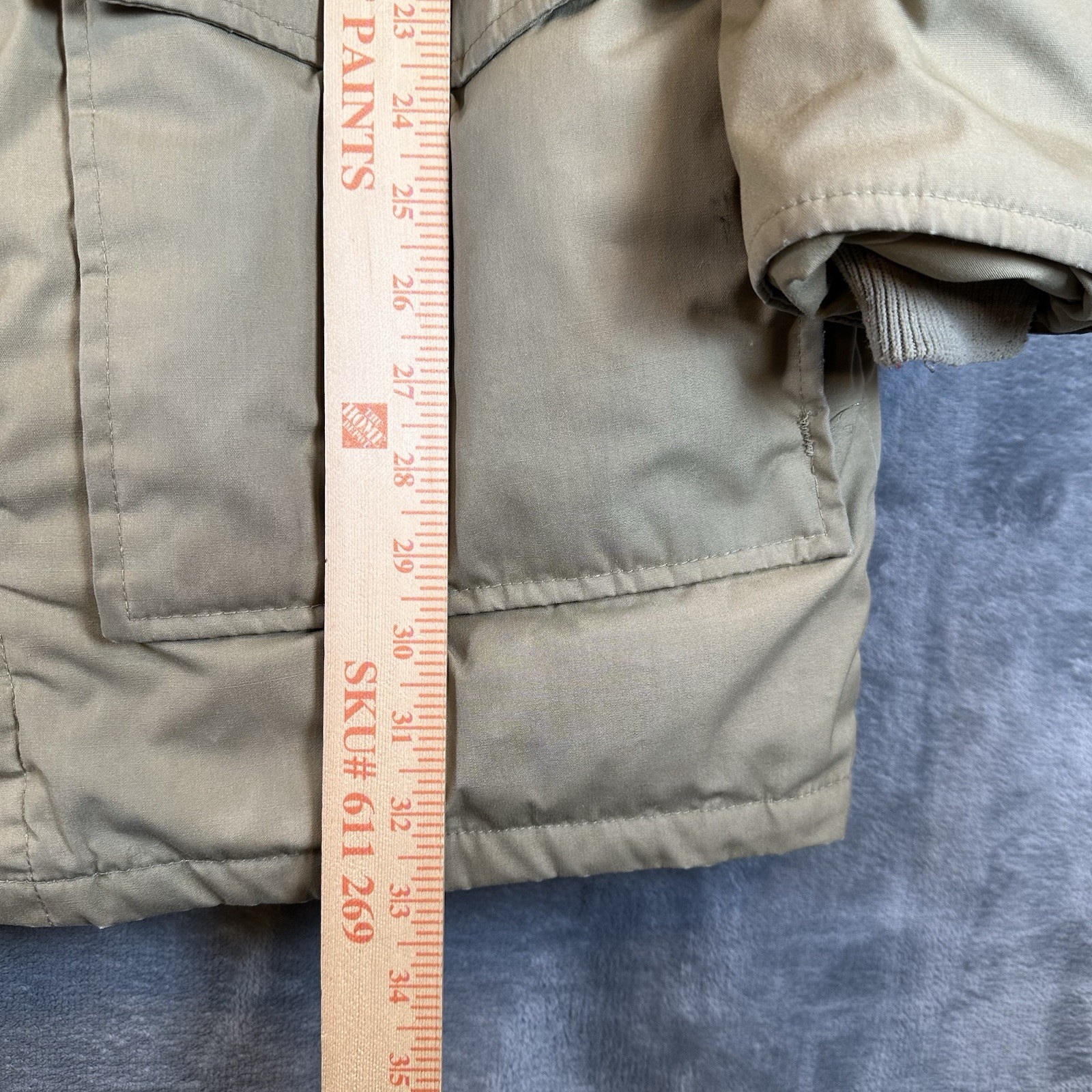READ Vintage Woolrich Jacket Mens M Beige Goose Down Puffer Winter Coat Parka