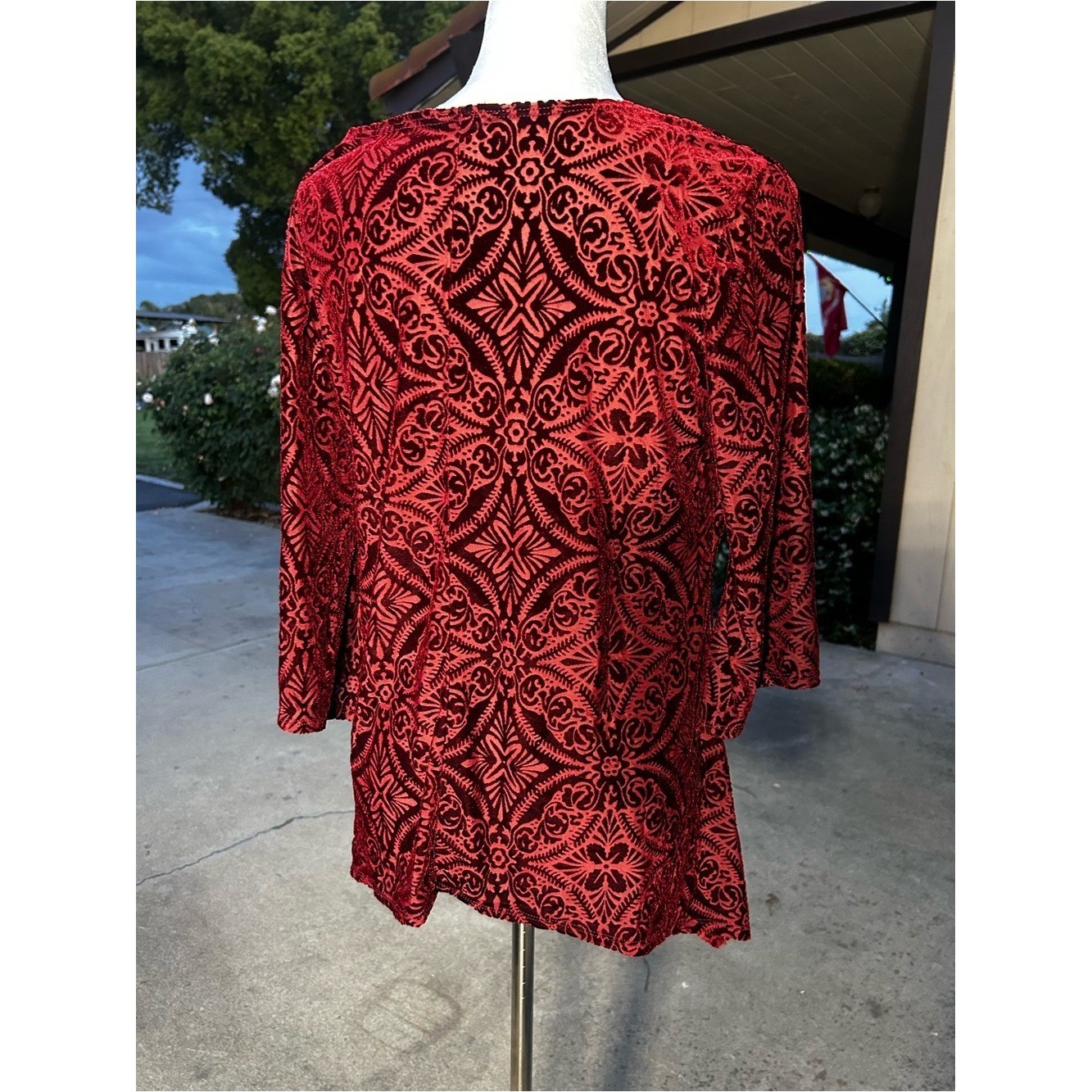 Brittany black Y2K asymmetrical hem velvet burnout tunic