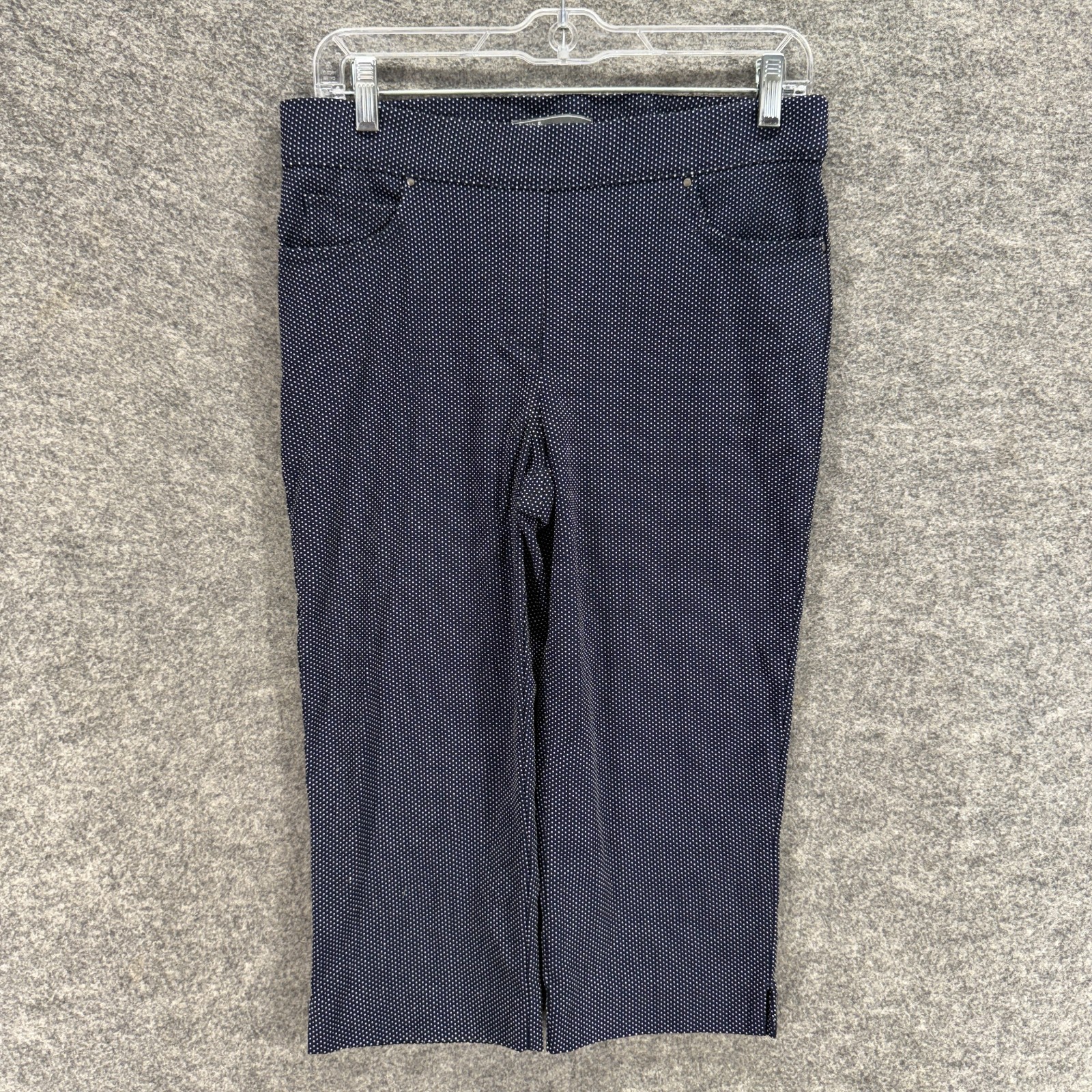 89th & Madison Cropped Pants Women M Blue Polka Dot Mid Rise Flat Front
