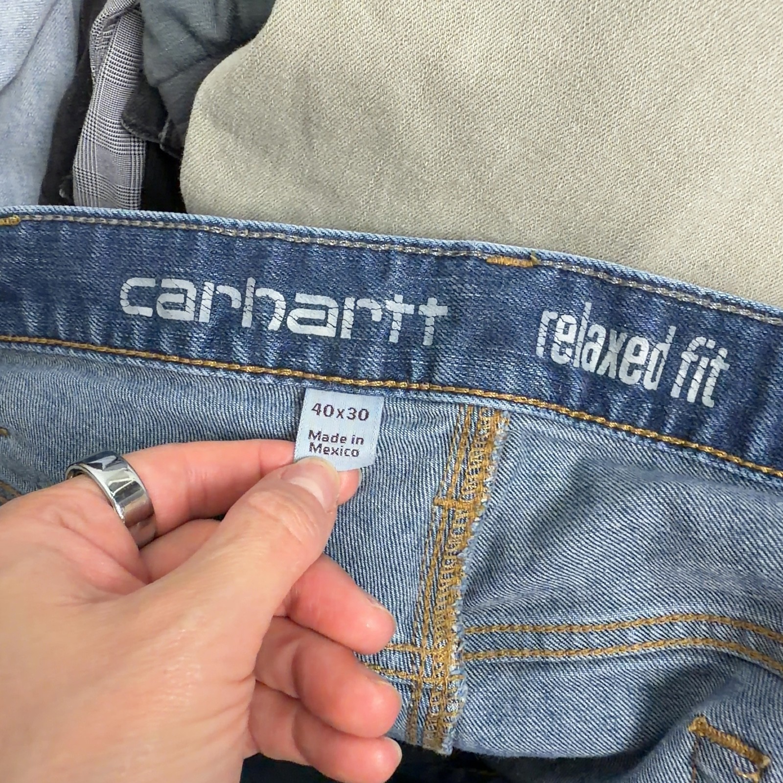 Carhartt Relaxed Fit Denim Jeans 40×30 Blue Cotton Blend Men’s