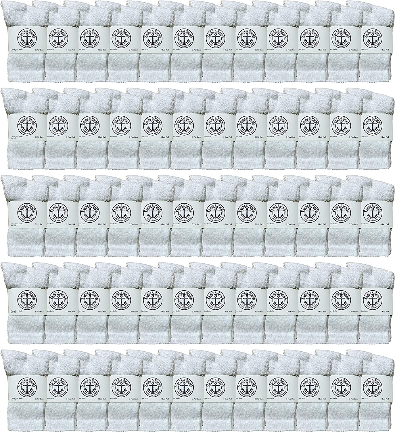 120PK Wholesale Kids Crew Socks, Childrens Cotton Casual Crew Socks 4-6 (White)