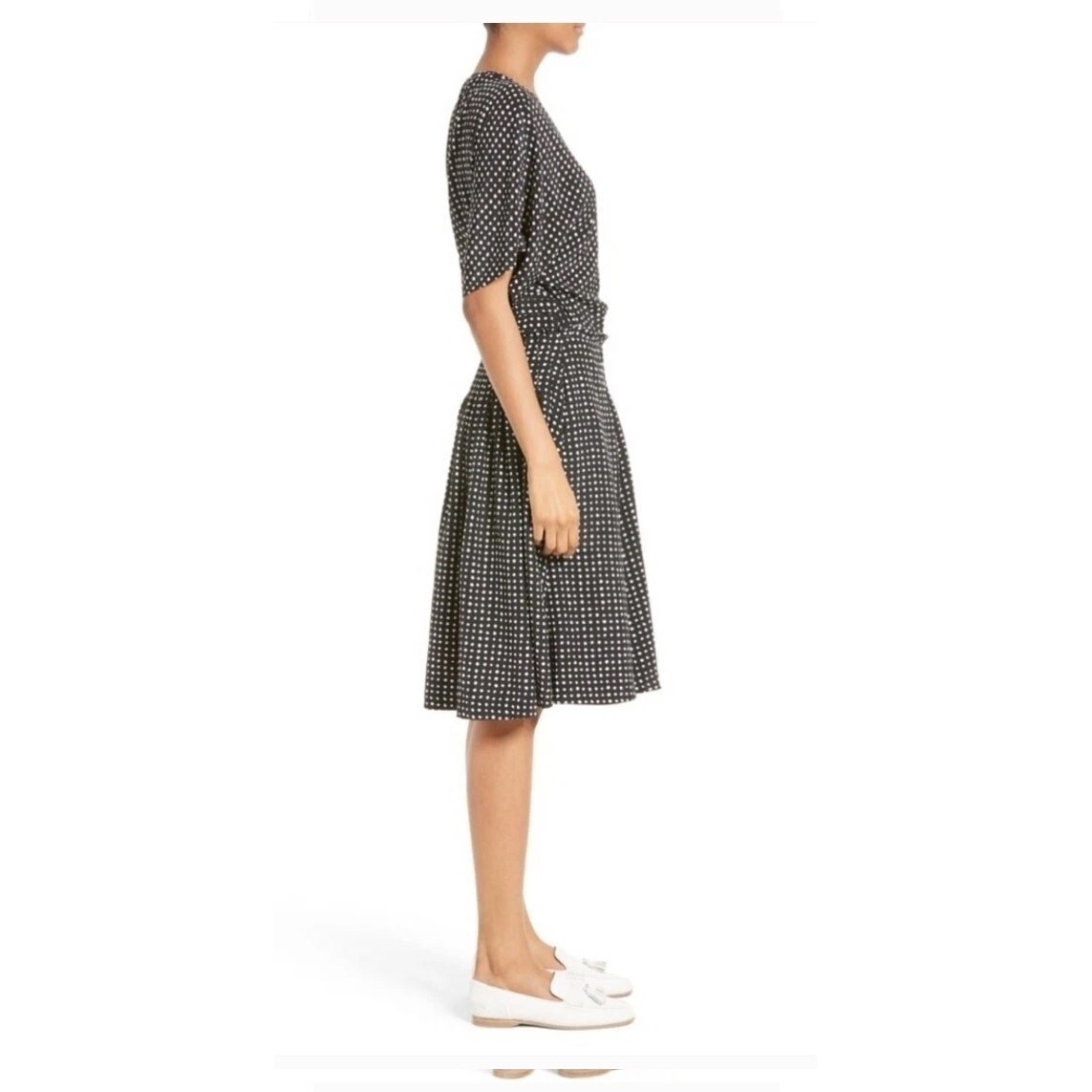 DVF DIANE VON FURSTENBURG sz 8 silk black white polka dot wrap dess EUC