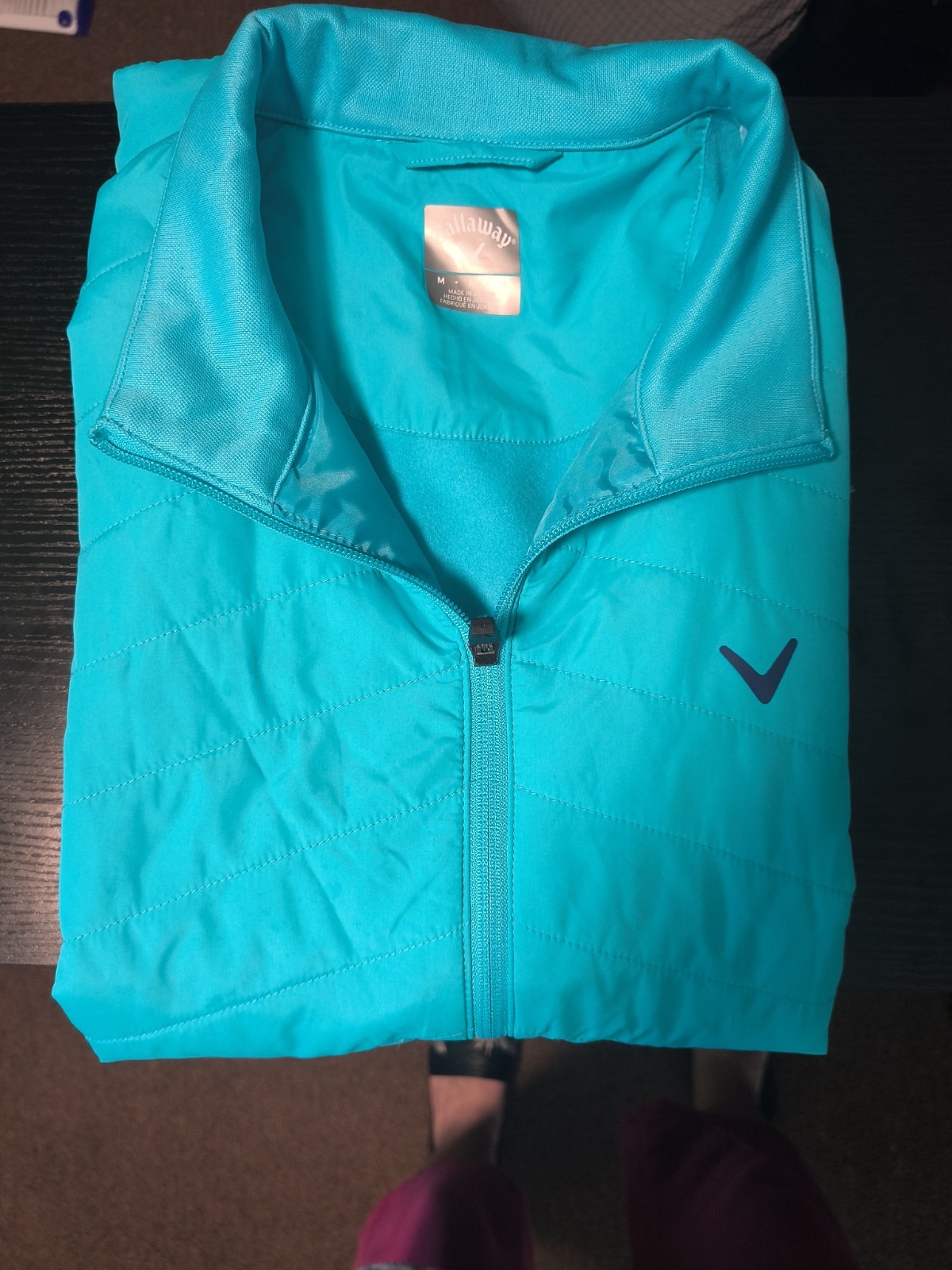 Callaway Vest Men’s Med Turquoise Quilted Puffer Golf Full Zip Sleeveless Jacket