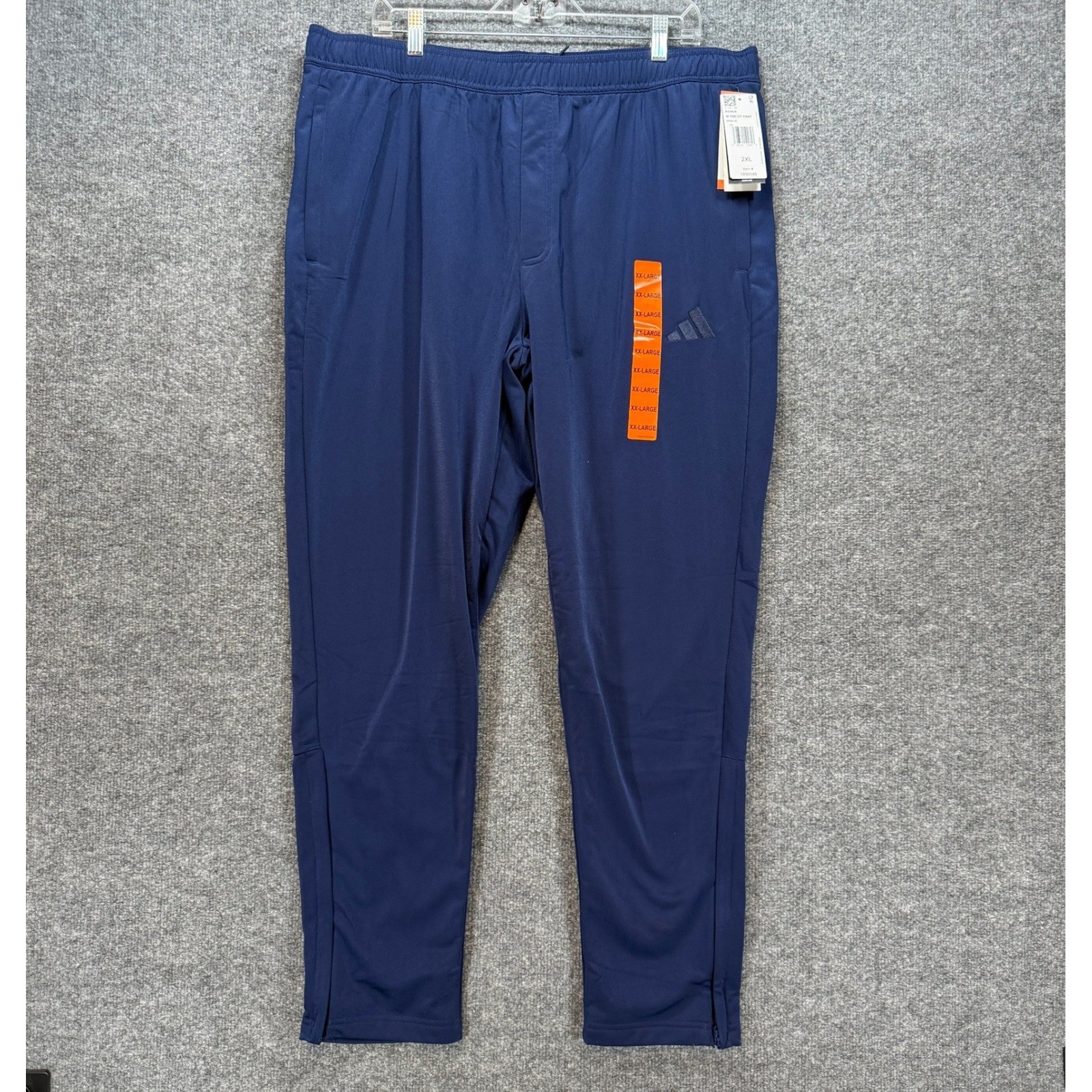Adidas Tricot Pants Men 2XL Blue Ankle Zip Athletic Tapered Sweatpants NEW