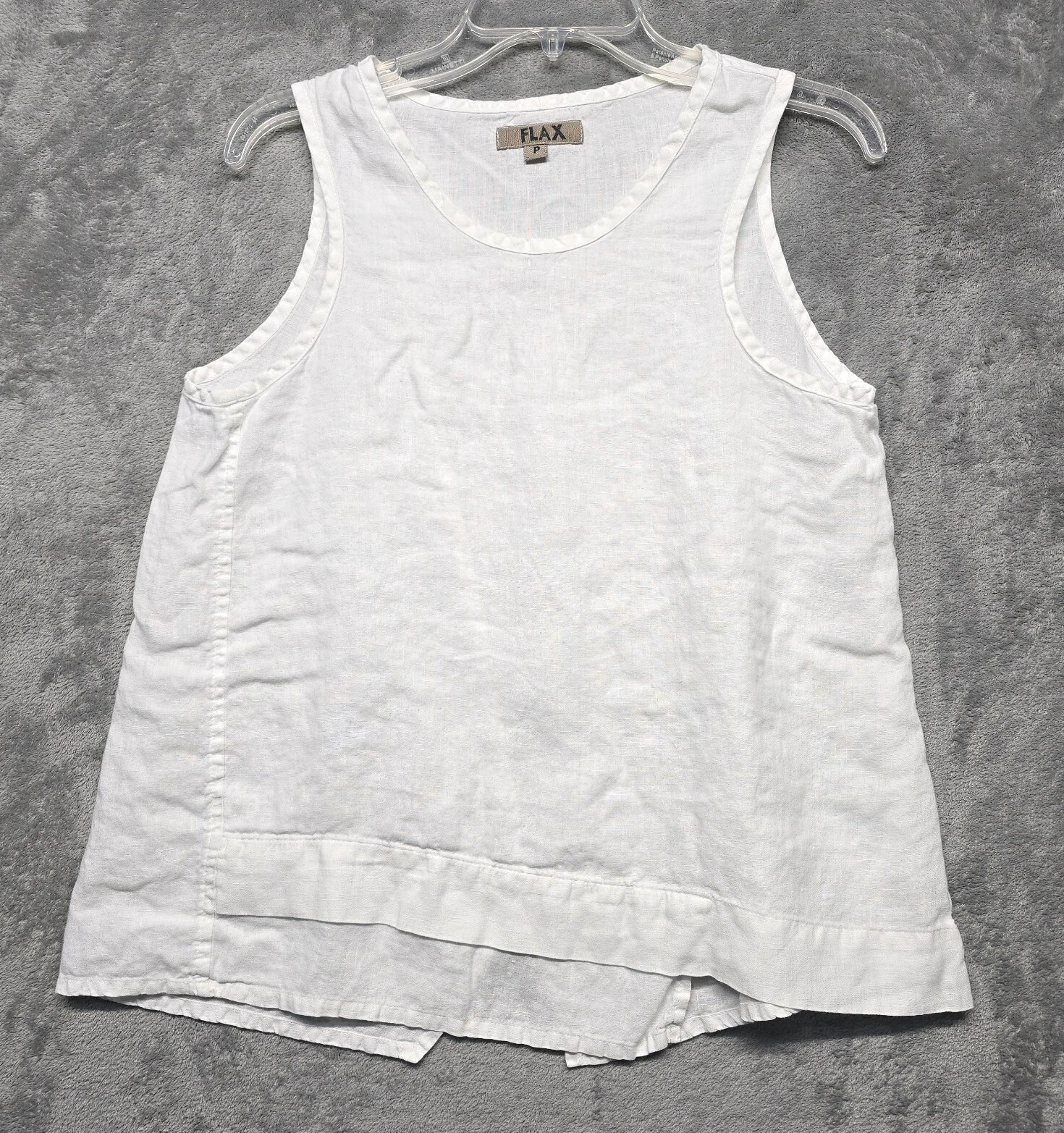 Flax Top Womens Sz P White Sleeveless Pullover Shirt Blouse Lightweight 4-6