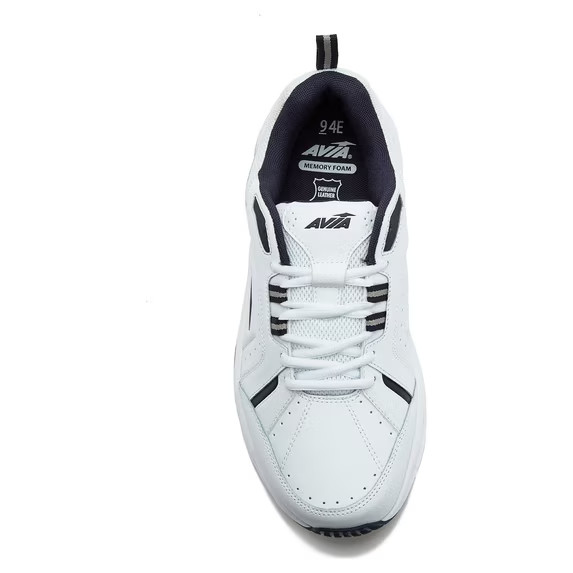 Avia Men’s Quickstep Wide Width Lace Up Walking Shoes NWT White/ Navy Blue