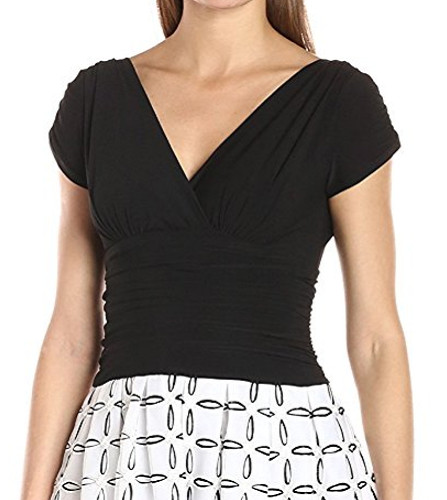 S.L. Fashions Black Stretch Knit Top w/White Print Cut Out Organza Skirt Dress