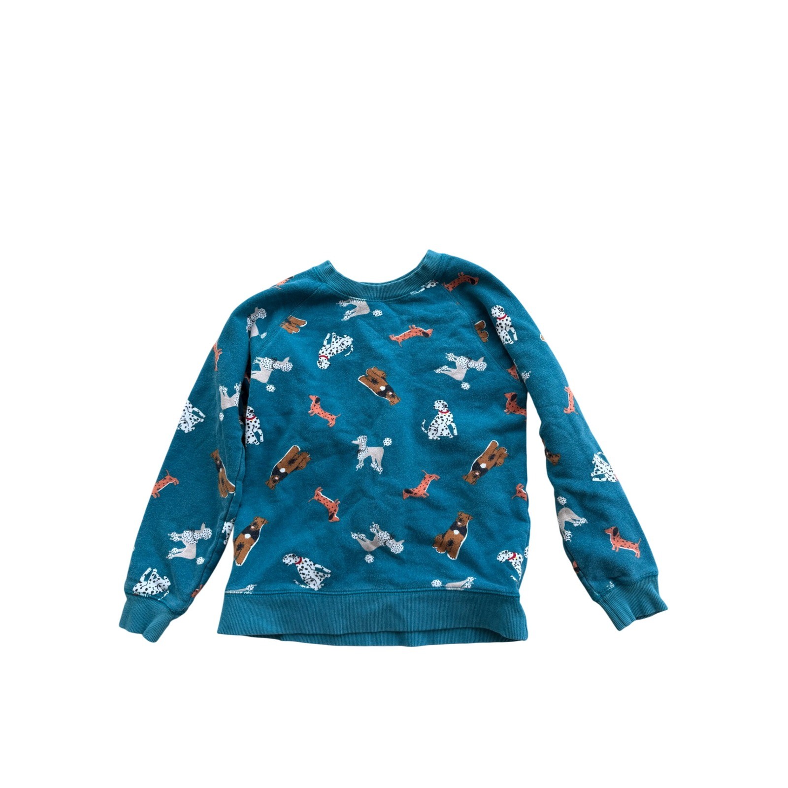 Hanna Andersson Kids Teal Blue All Over Dog Print Sweatshirt Size 10