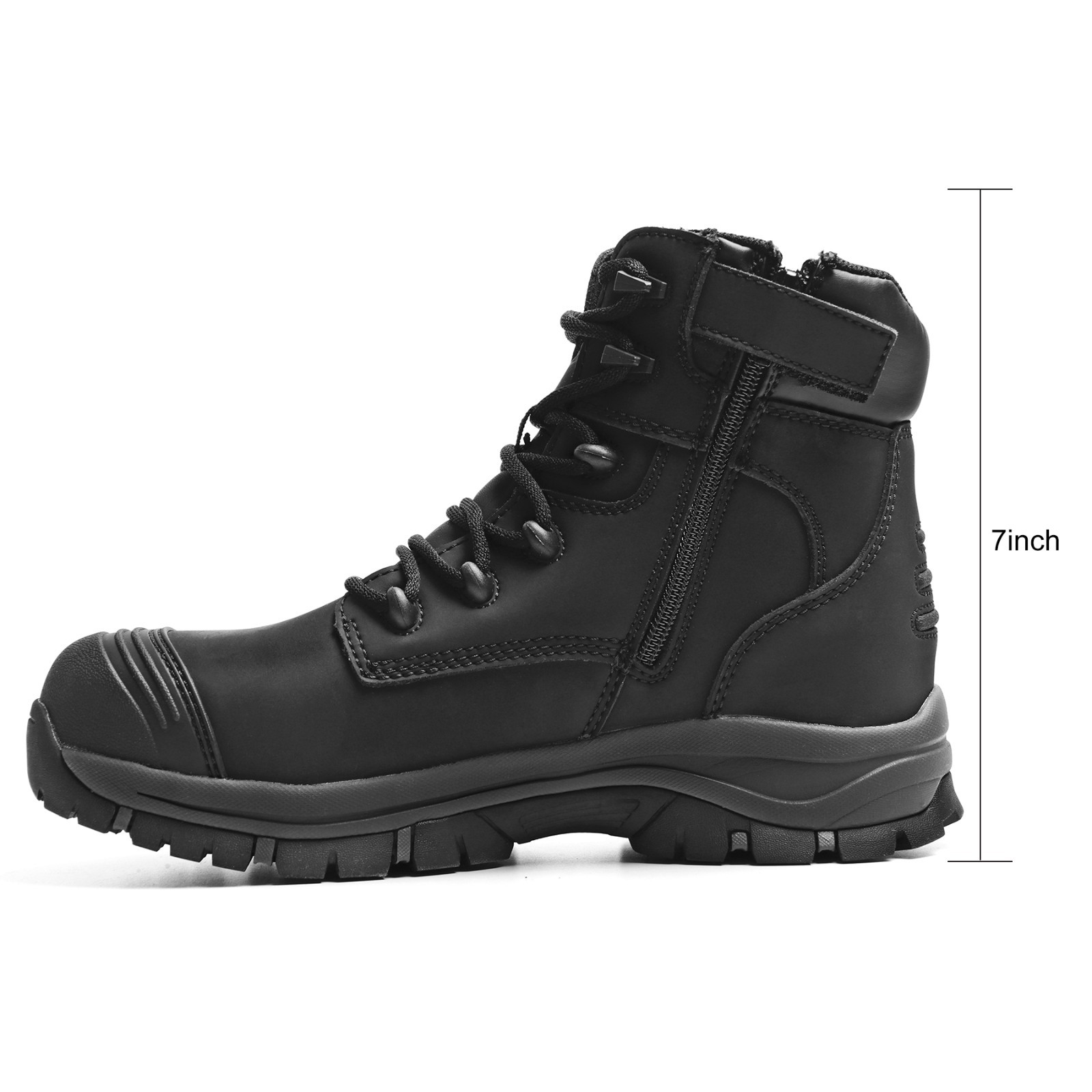 OUXX Men’s Steel Toe Waterproof Work Boots Side Zipper Rubber Outsole