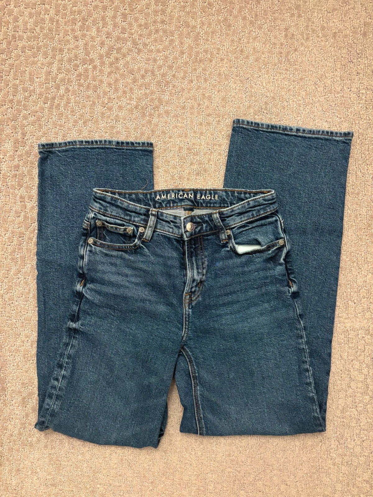 American Eagle High Rise Dark Wash Straight Leg Denim Jeans Size 000 Regular
