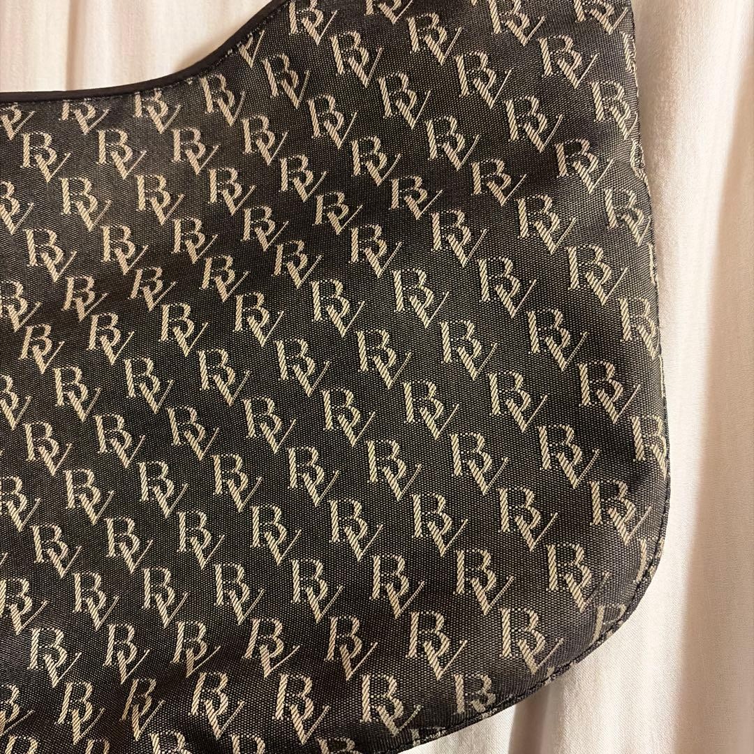 Good Condition Bottega Veneta BV Pattern Shoulder Bag Canvas x Leather Brown