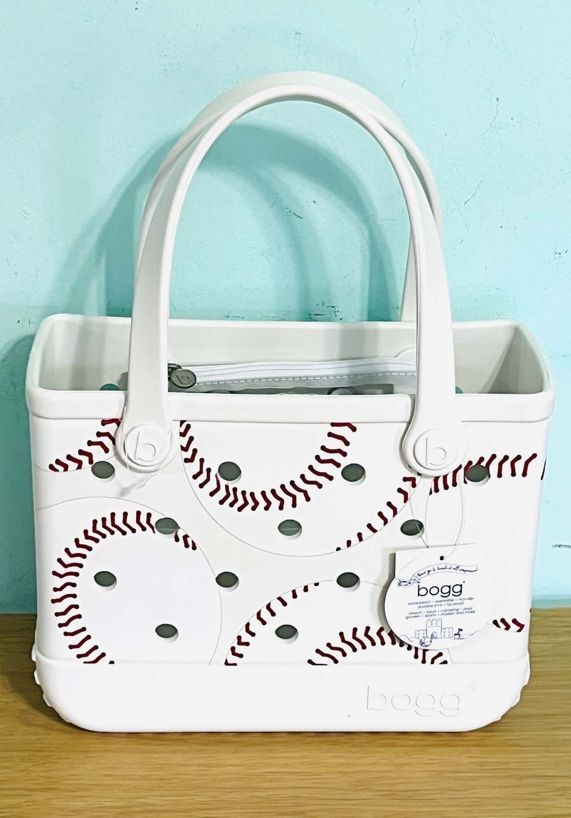 BOGG Baseball Print Tote Bag 11×8.5×4.5” Waterproof NWT