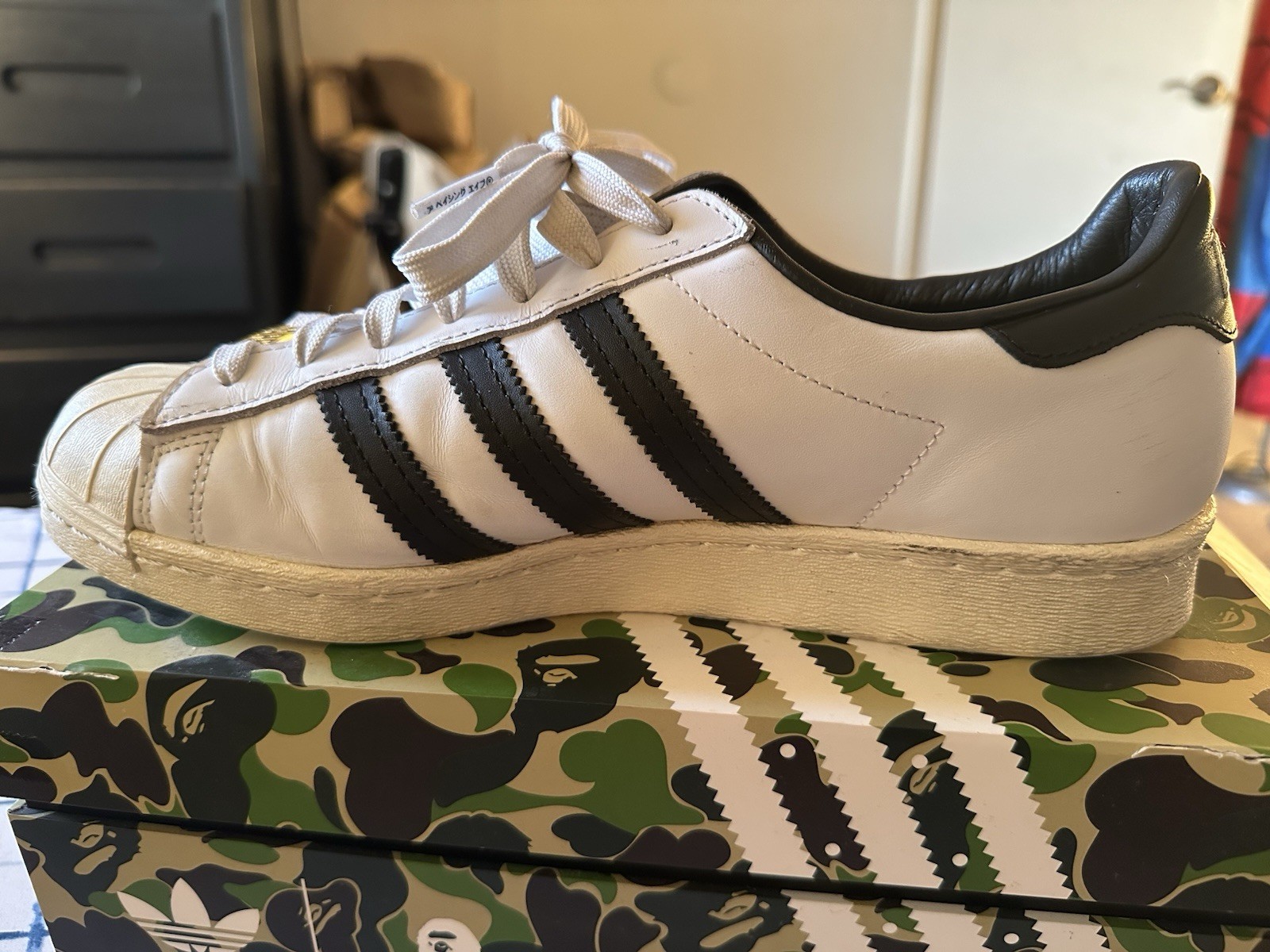 Adidas Superstar 80s men’s Bape White Black Size 9.5 Used