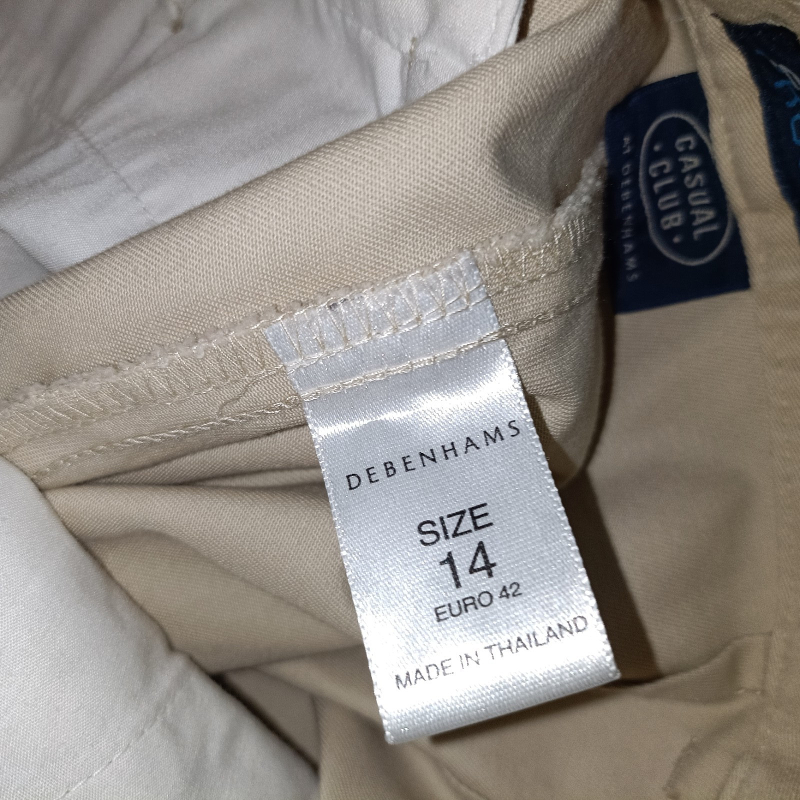 Softal Debenhams Womens Trousers Beige Size UK 14 Vintage 100% Cotton High Rise